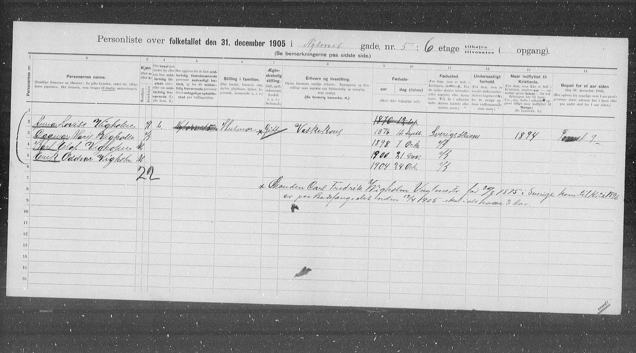 OBA, Municipal Census 1905 for Kristiania, 1905, p. 39053