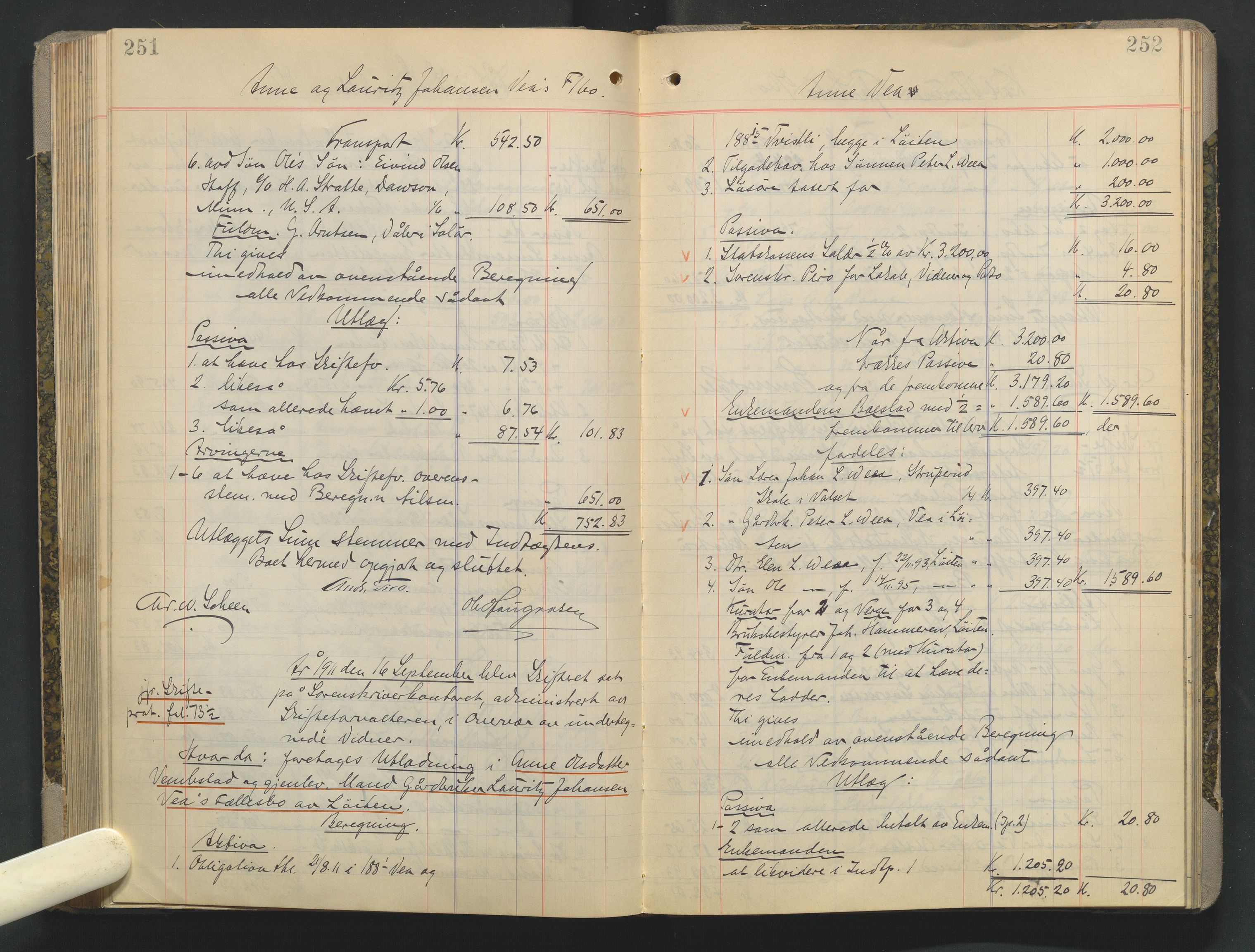 Sør-Hedmark sorenskriveri, AV/SAH-TING-014/J/Ja/Jad/L0003: Skifteutlodningsprotokoll - landet, 1906-1914, p. 251-252