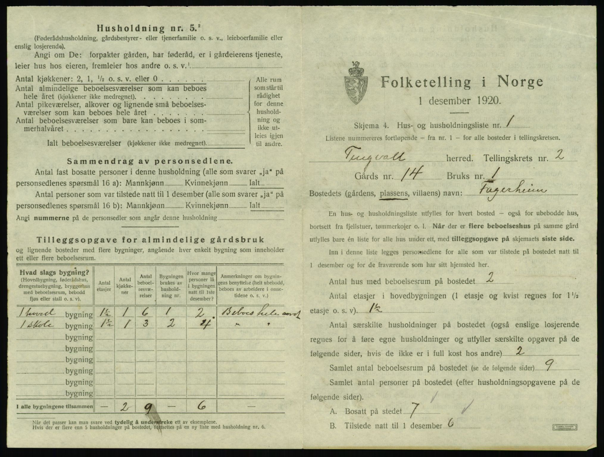 SAT, 1920 census for Tingvoll, 1920, p. 78