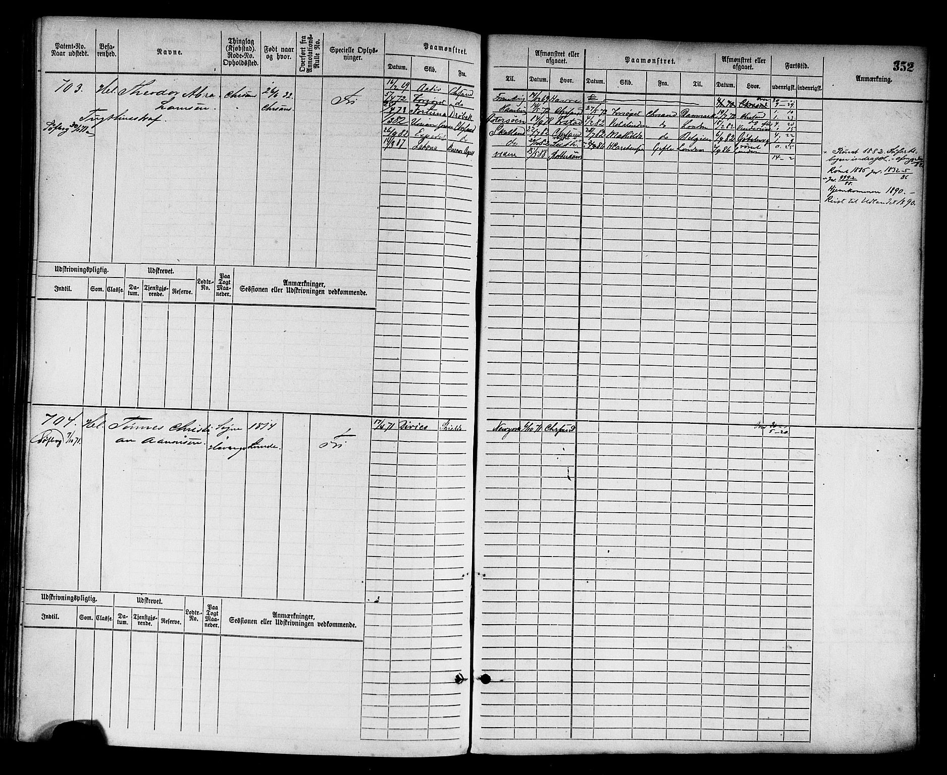 Kristiansand mønstringskrets, AV/SAK-2031-0015/F/Fb/L0003: Hovedrulle nr 1-762, I-10, 1860-1911, p. 368