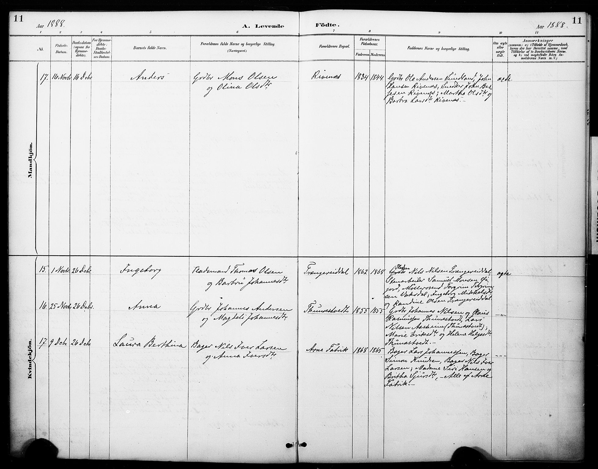 Haus sokneprestembete, AV/SAB-A-75601/H/Haa: Parish register (official) no. B 1, 1887-1898, p. 11