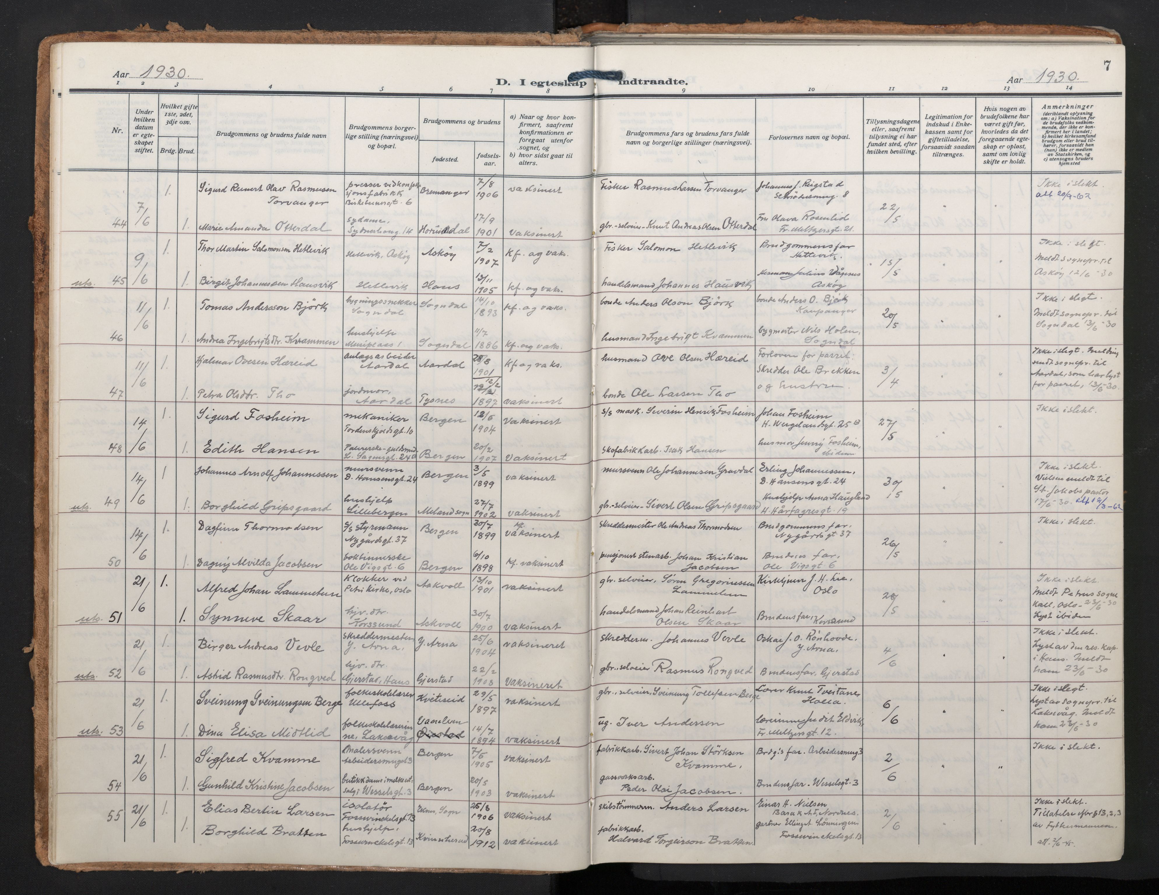 Johanneskirken sokneprestembete, AV/SAB-A-76001/H/Haa/L0014: Parish register (official) no. D 3, 1929-1949, p. 6b-7a