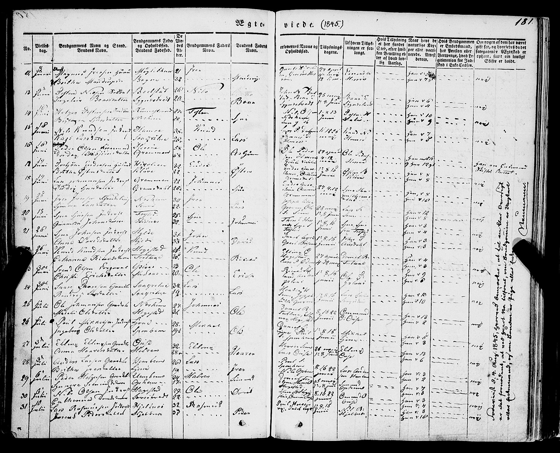 Ulvik sokneprestembete, SAB/A-78801/H/Haa: Parish register (official) no. A 12, 1839-1853, p. 181