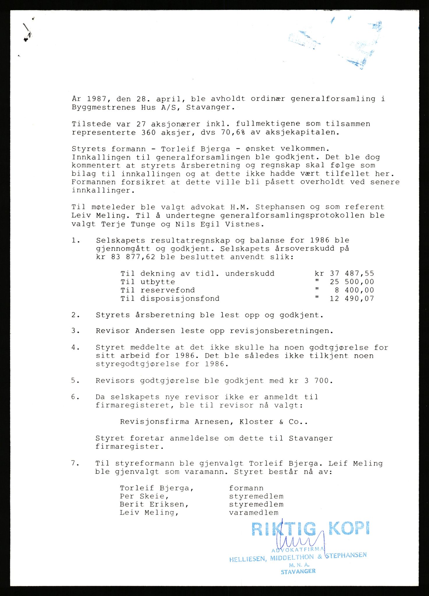 Stavanger byfogd, AV/SAST-A-101408/002/J/Jd/Jde/L0078: Registreringsmeldinger og bilag. Aksjeselskap, 1627-1650, 1977, p. 4