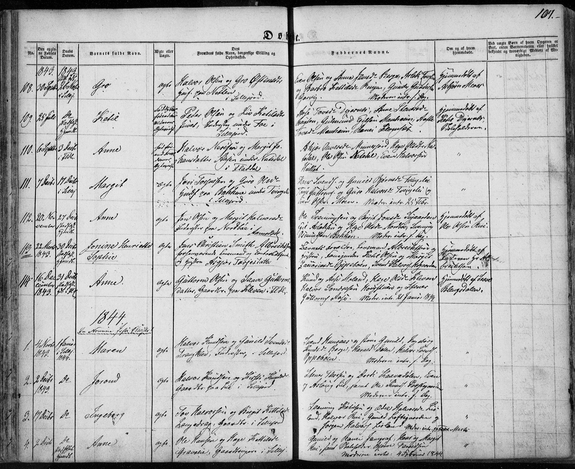 Seljord kirkebøker, AV/SAKO-A-20/F/Fa/L0011: Parish register (official) no. I 11, 1831-1849, p. 107
