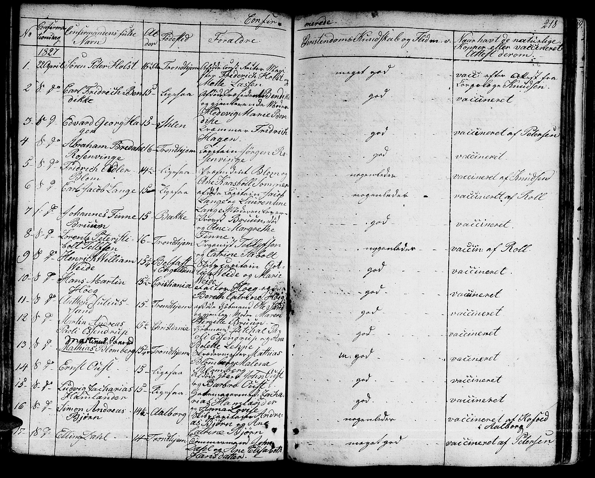 Ministerialprotokoller, klokkerbøker og fødselsregistre - Sør-Trøndelag, SAT/A-1456/601/L0045: Parish register (official) no. 601A13, 1821-1831, p. 218
