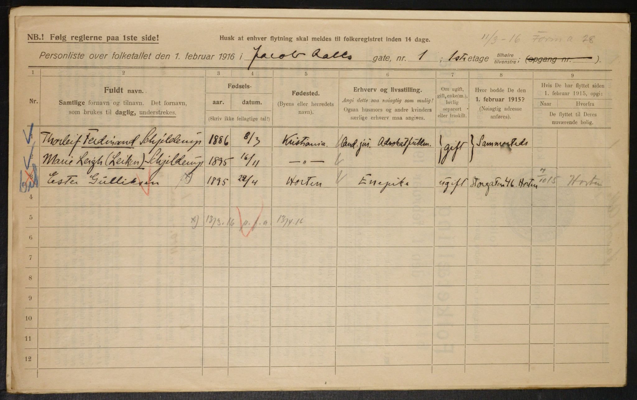 OBA, Municipal Census 1916 for Kristiania, 1916, p. 45669