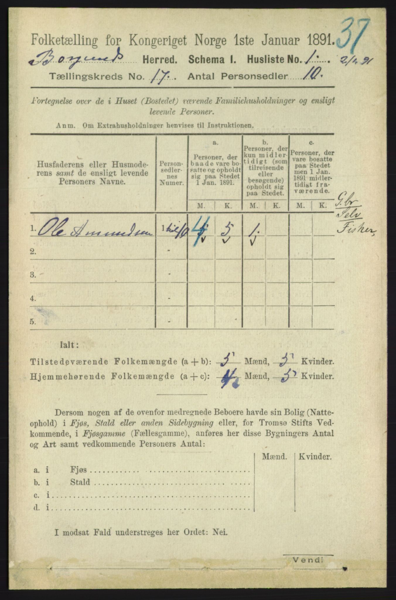 RA, 1891 census for 1531 Borgund, 1891, p. 4910