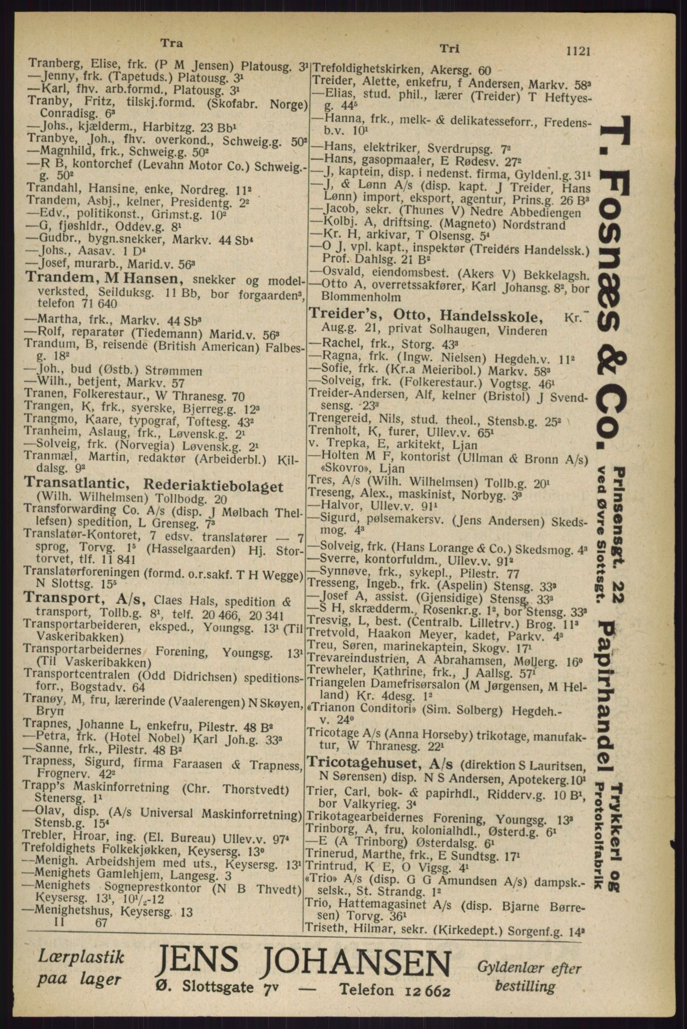 Kristiania/Oslo adressebok, PUBL/-, 1927, p. 1121