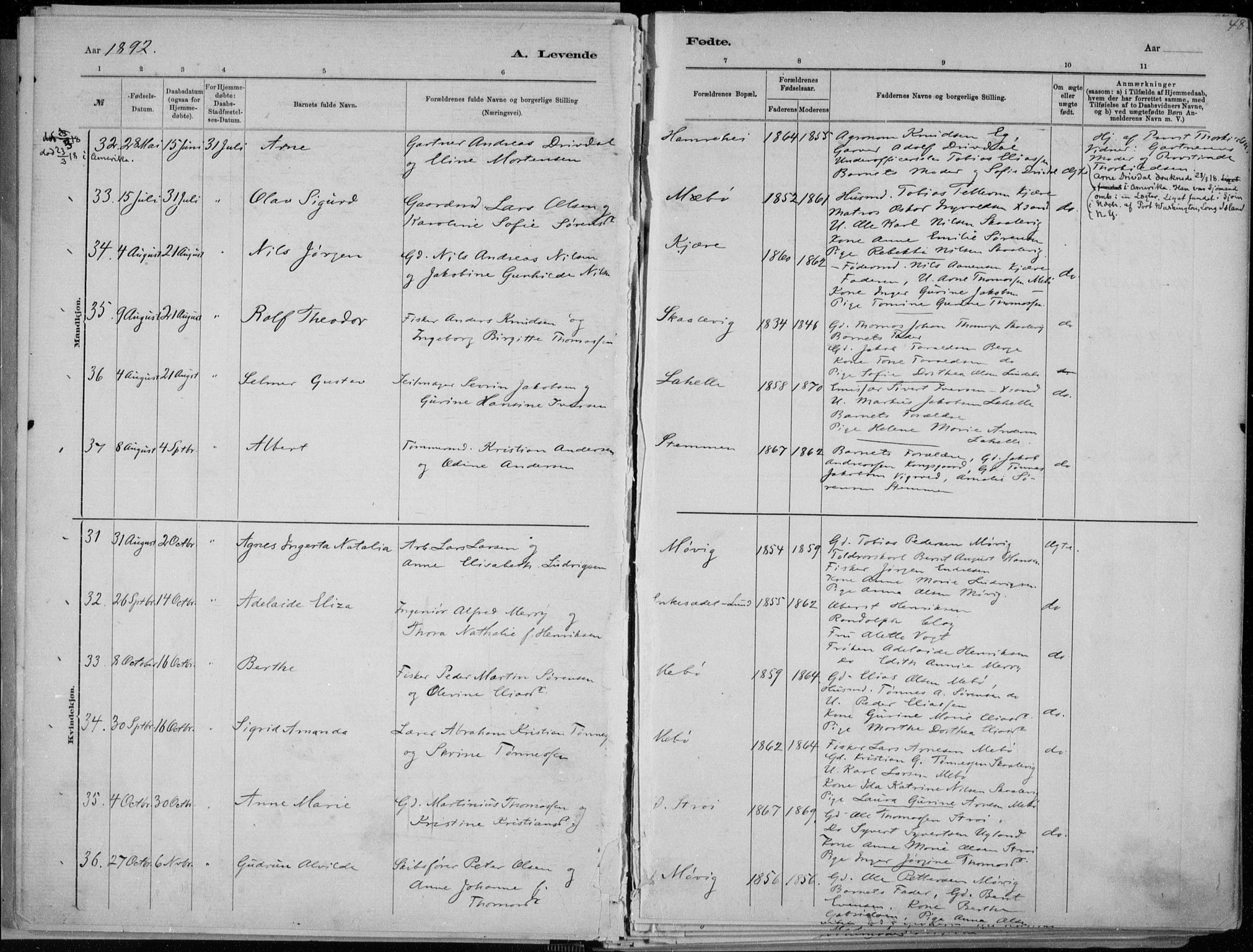 Oddernes sokneprestkontor, SAK/1111-0033/F/Fa/Faa/L0009: Parish register (official) no. A 9, 1884-1896, p. 48