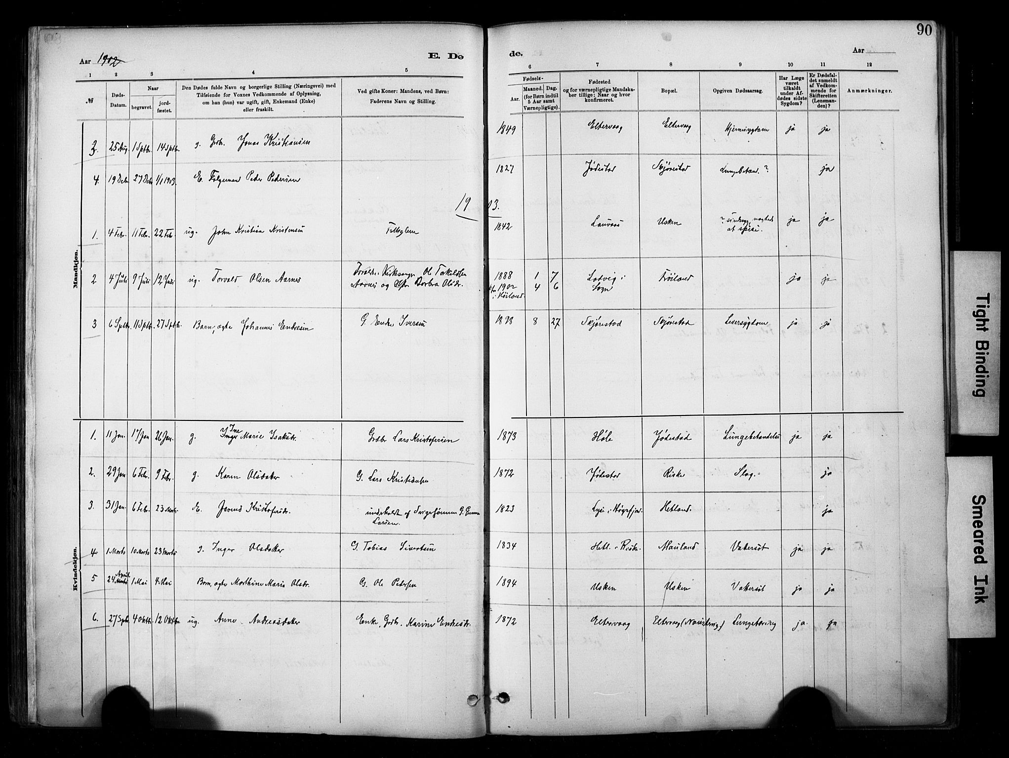 Hetland sokneprestkontor, SAST/A-101826/30/30BA/L0010: Parish register (official) no. A 10, 1882-1925, p. 90