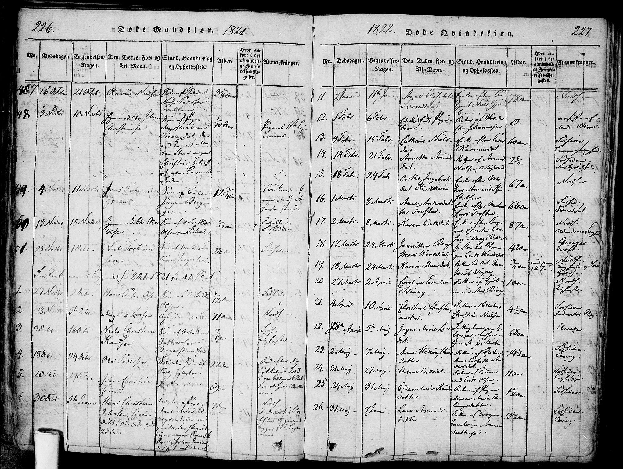 Halden prestekontor Kirkebøker, AV/SAO-A-10909/F/Fa/L0003: Parish register (official) no. I 3, 1815-1834, p. 226-227