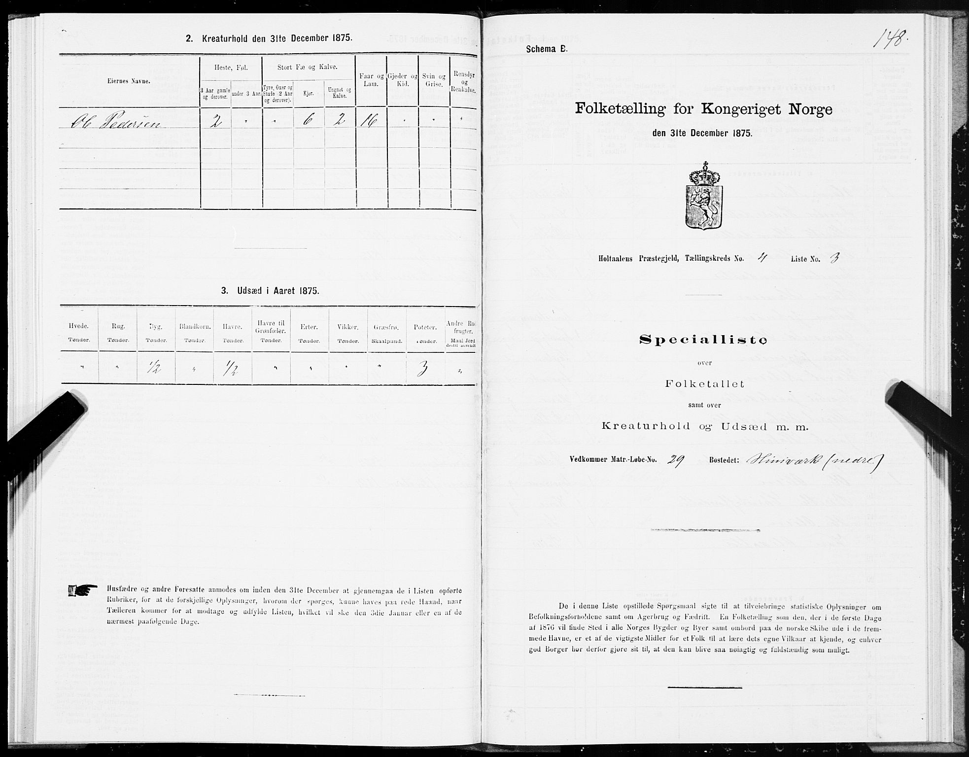 SAT, 1875 census for 1645P Haltdalen, 1875, p. 3148