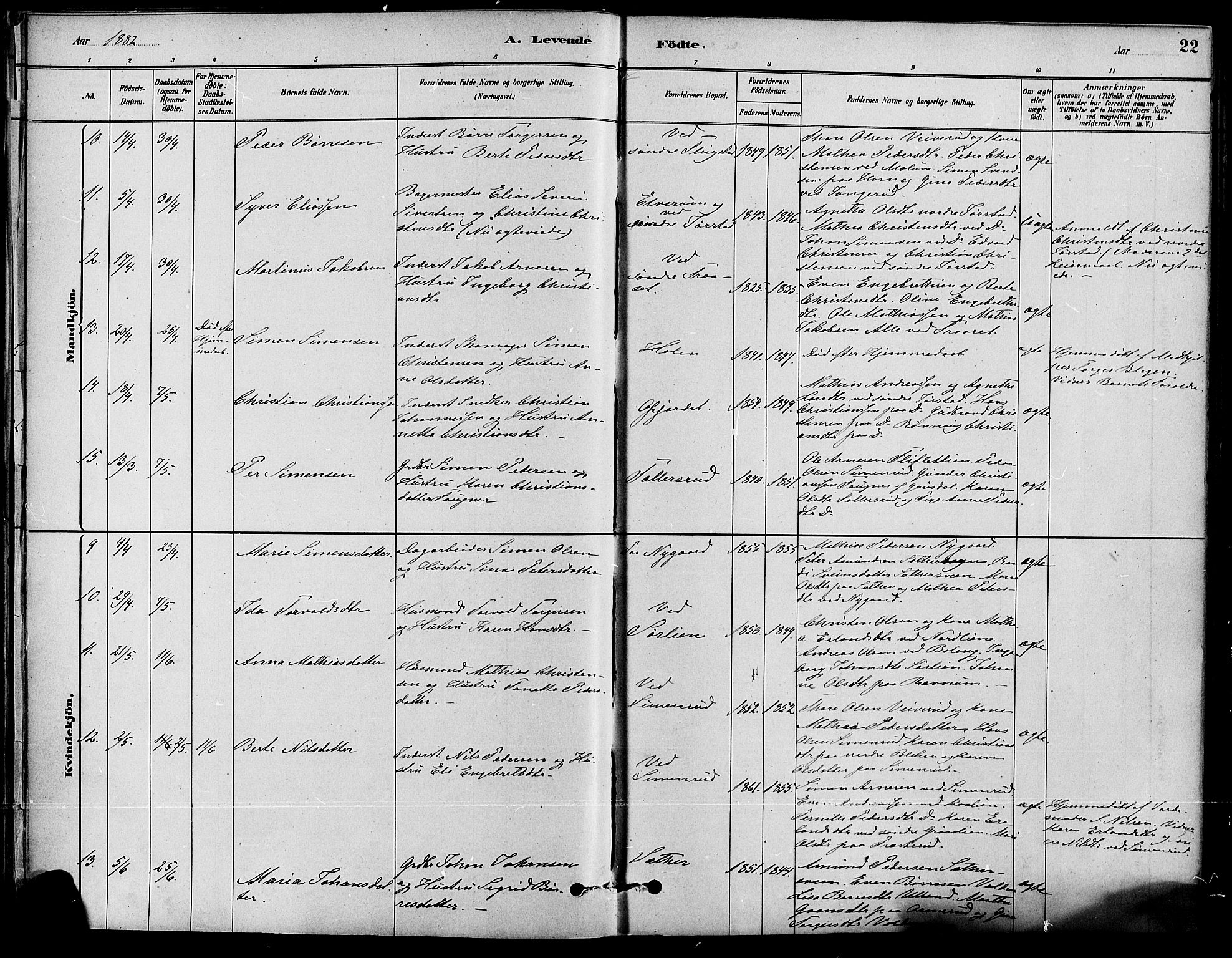 Fåberg prestekontor, AV/SAH-PREST-086/H/Ha/Haa/L0008: Parish register (official) no. 8, 1879-1898, p. 22