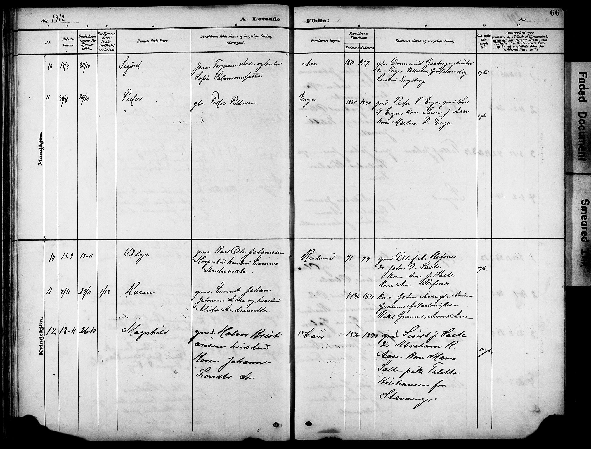 Klepp sokneprestkontor, AV/SAST-A-101803/001/3/30BB/L0005: Parish register (copy) no. B 5, 1889-1918, p. 66