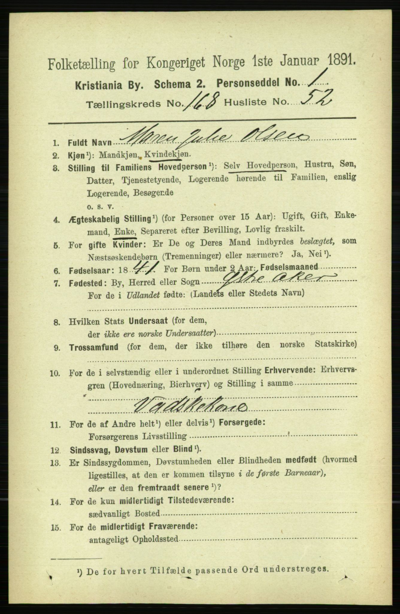 RA, 1891 census for 0301 Kristiania, 1891, p. 98731