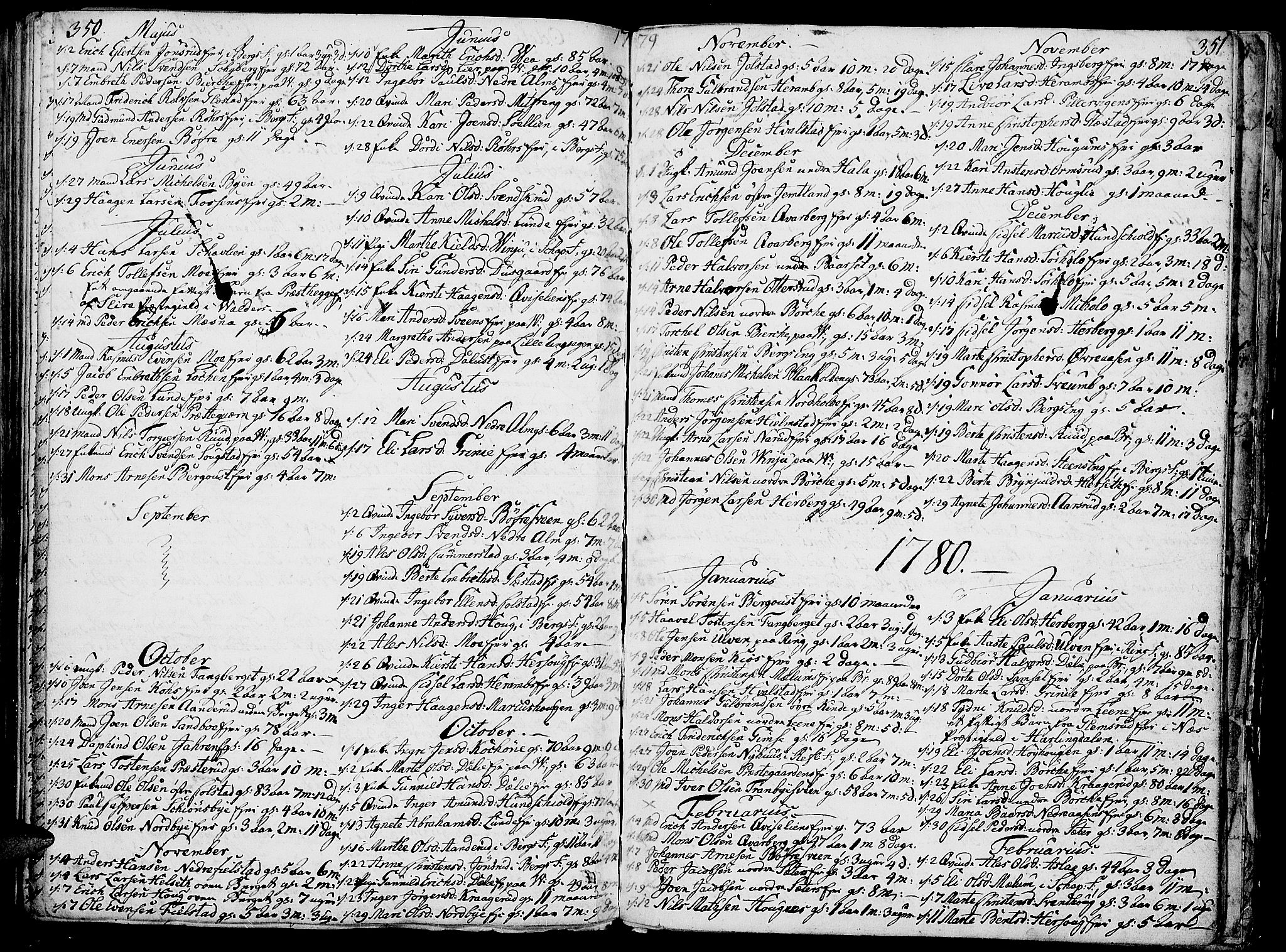 Ringsaker prestekontor, SAH/PREST-014/K/Ka/L0003: Parish register (official) no. 3, 1775-1798, p. 350-351