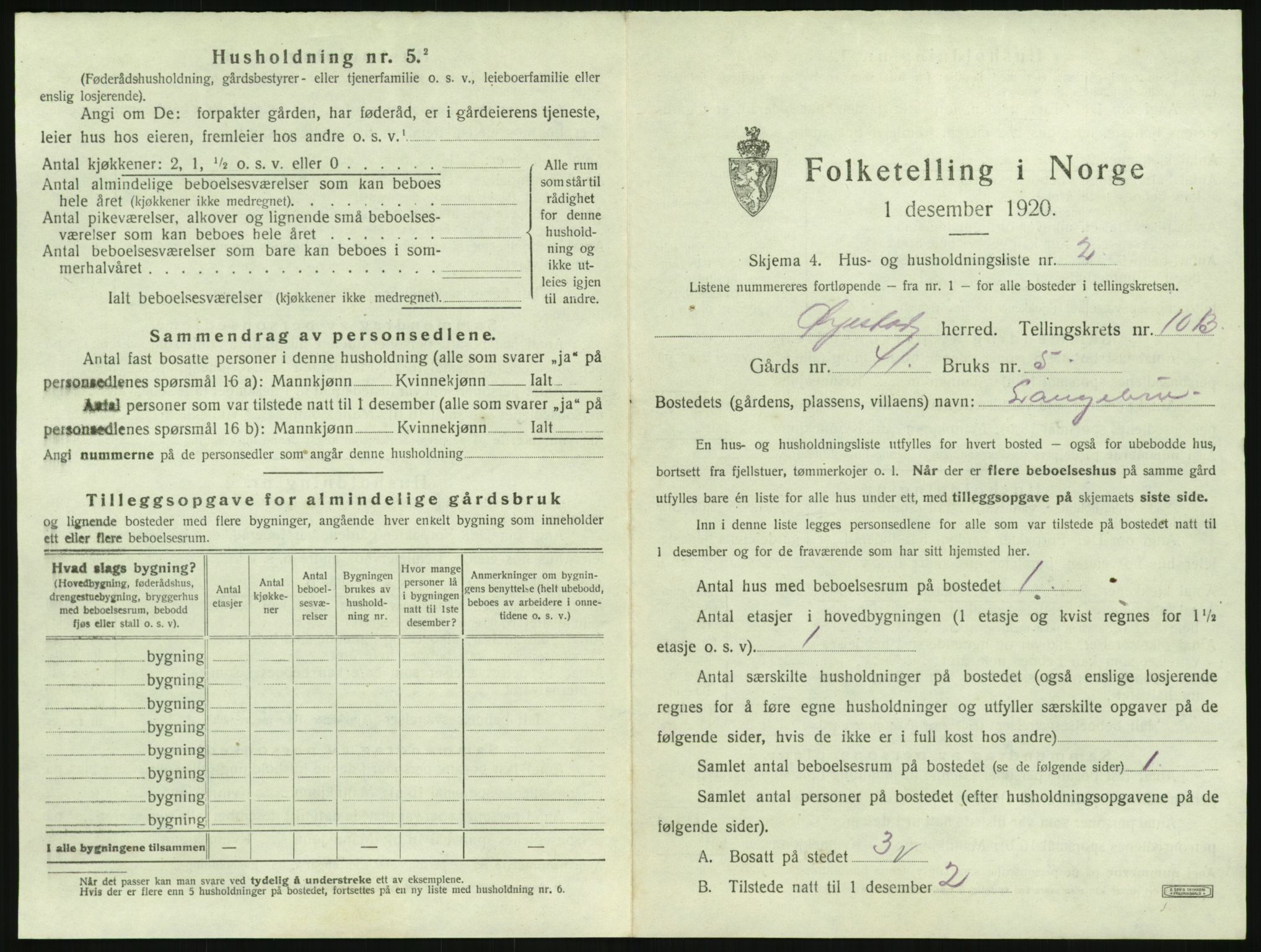 SAK, 1920 census for Øyestad, 1920, p. 986