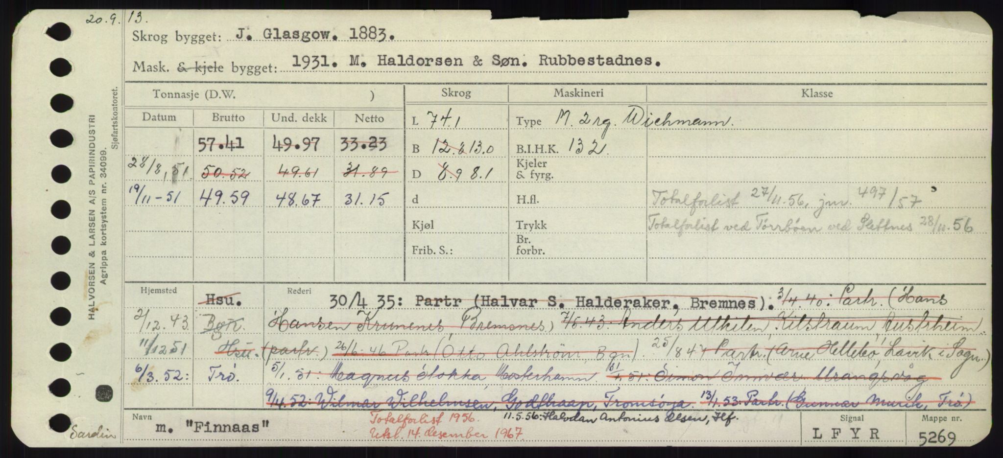 Sjøfartsdirektoratet med forløpere, Skipsmålingen, AV/RA-S-1627/H/Hd/L0010: Fartøy, F-Fjø, p. 537