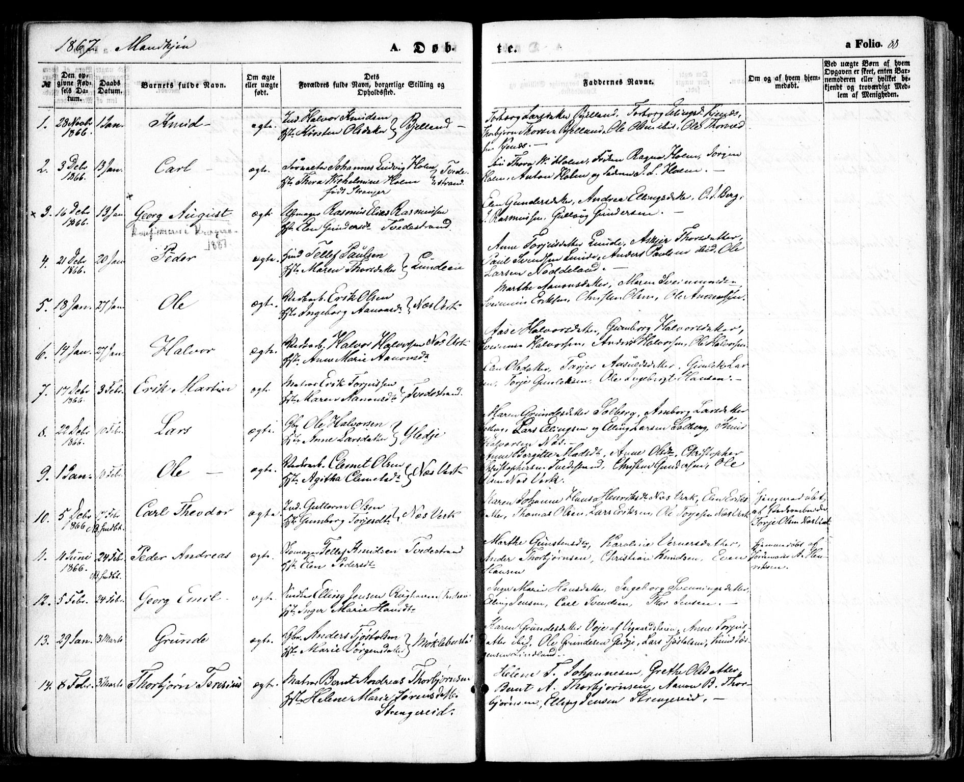 Holt sokneprestkontor, AV/SAK-1111-0021/F/Fa/L0009: Parish register (official) no. A 9, 1861-1871, p. 88