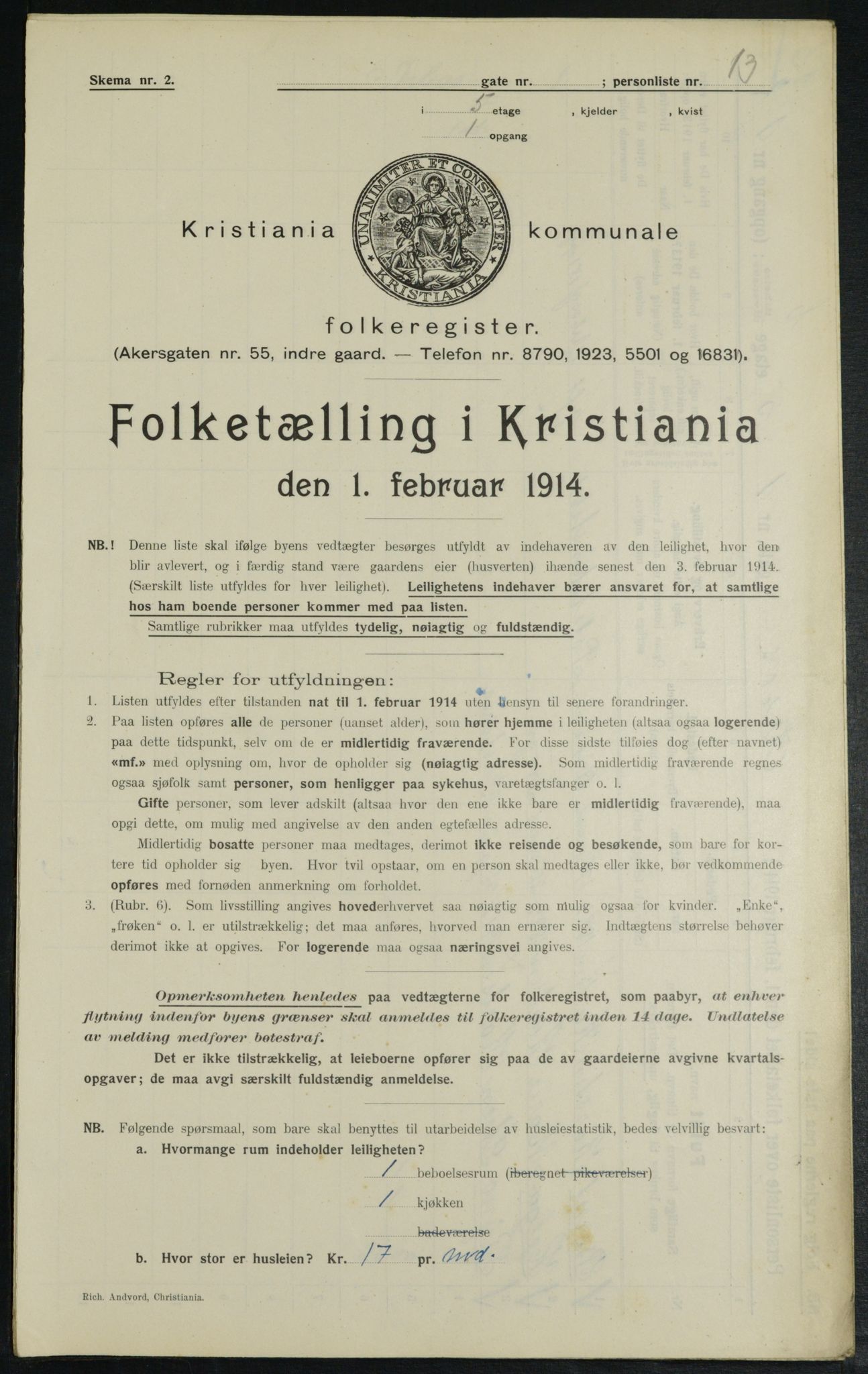 OBA, Municipal Census 1914 for Kristiania, 1914, p. 1720