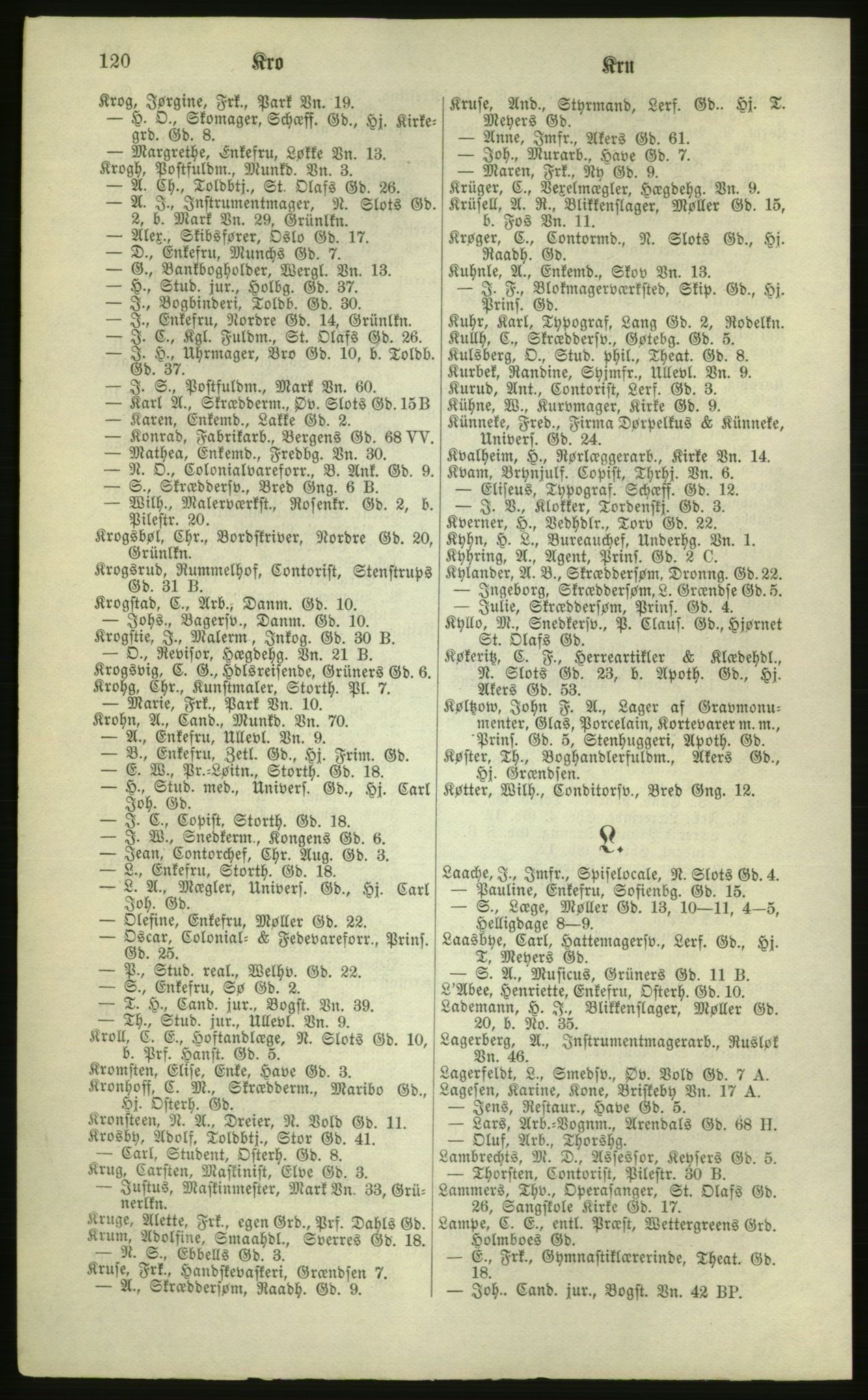 Kristiania/Oslo adressebok, PUBL/-, 1881, p. 120