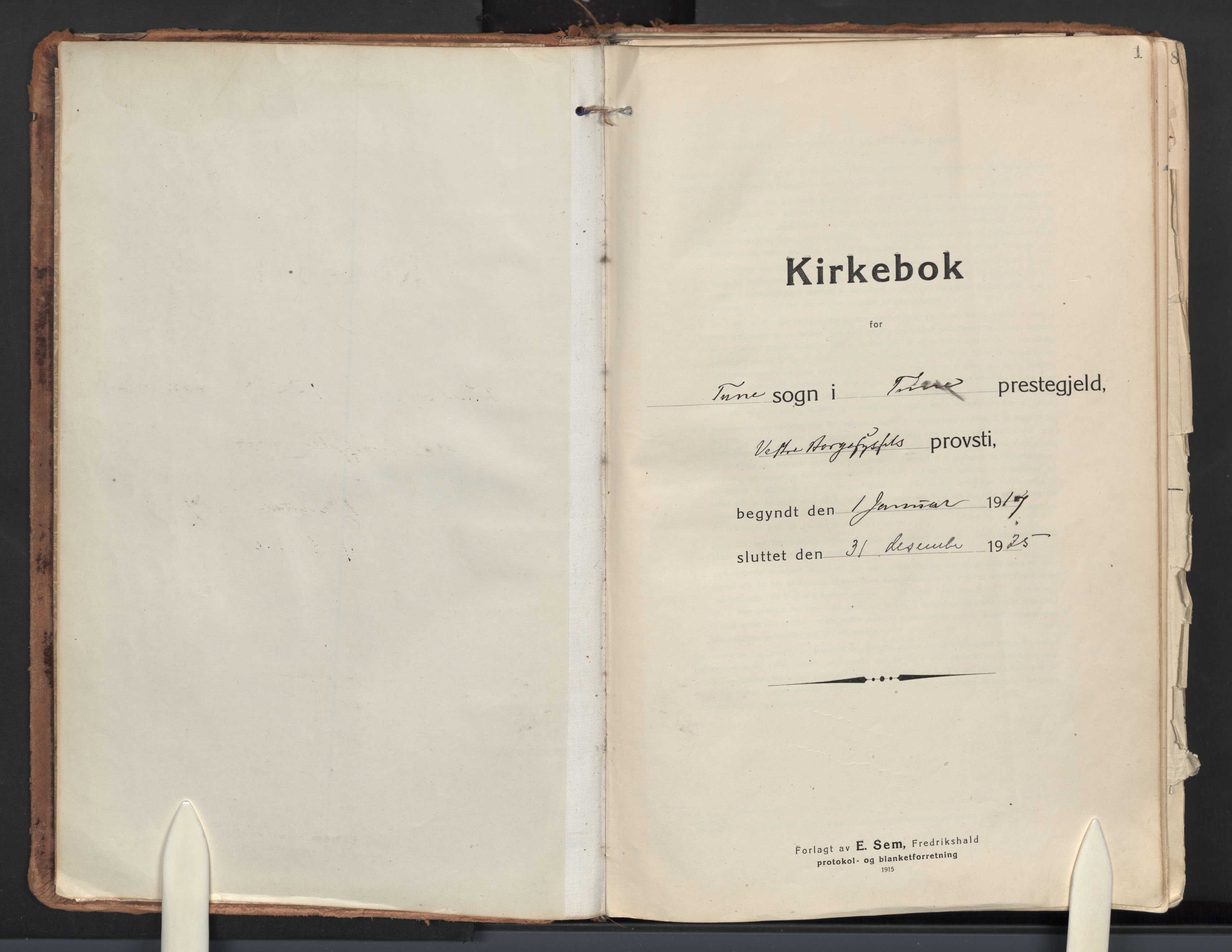 Tune prestekontor Kirkebøker, AV/SAO-A-2007/F/Fa/L0022: Parish register (official) no. 22, 1917-1925, p. 1