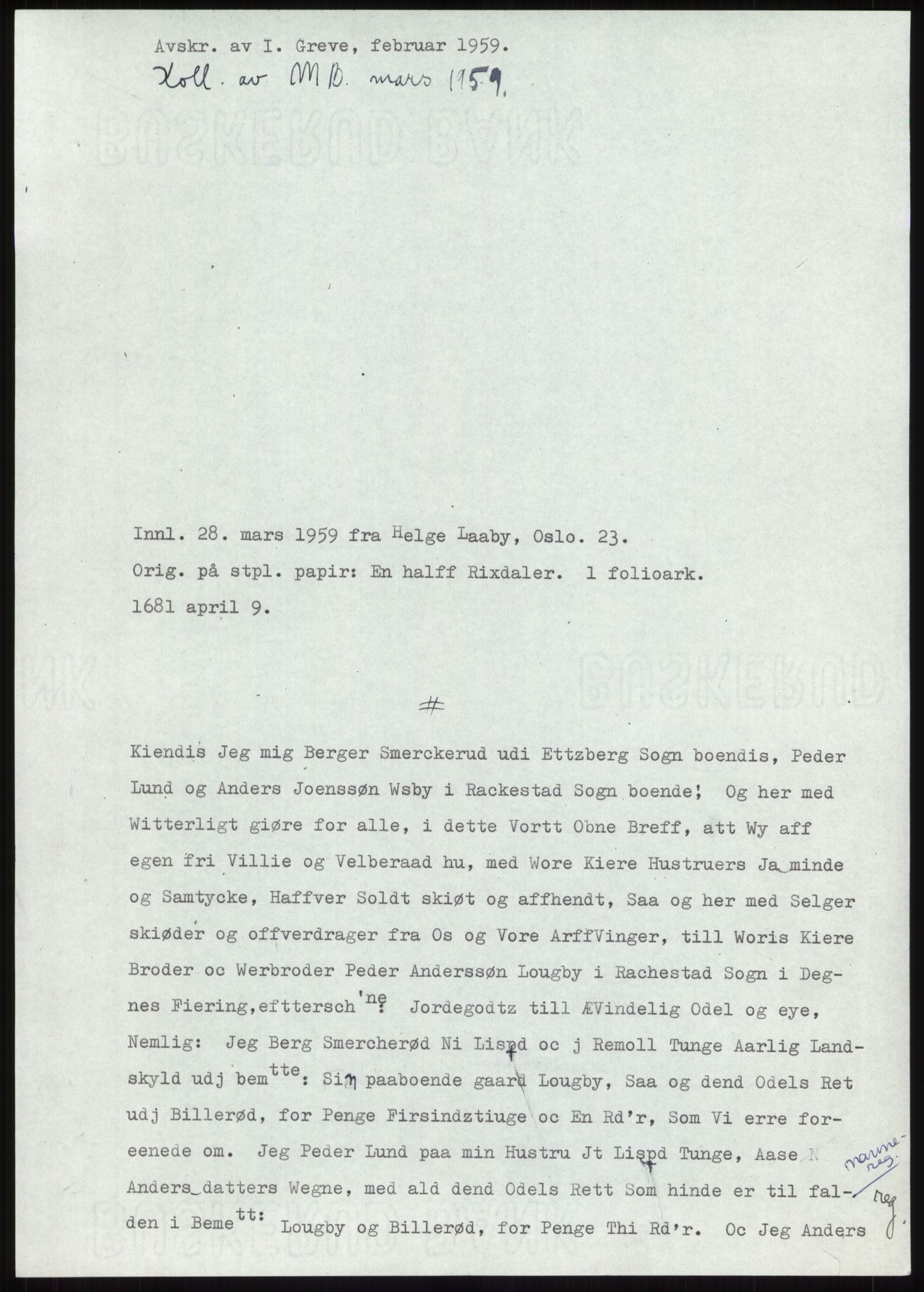 Samlinger til kildeutgivelse, Diplomavskriftsamlingen, RA/EA-4053/H/Ha, p. 557