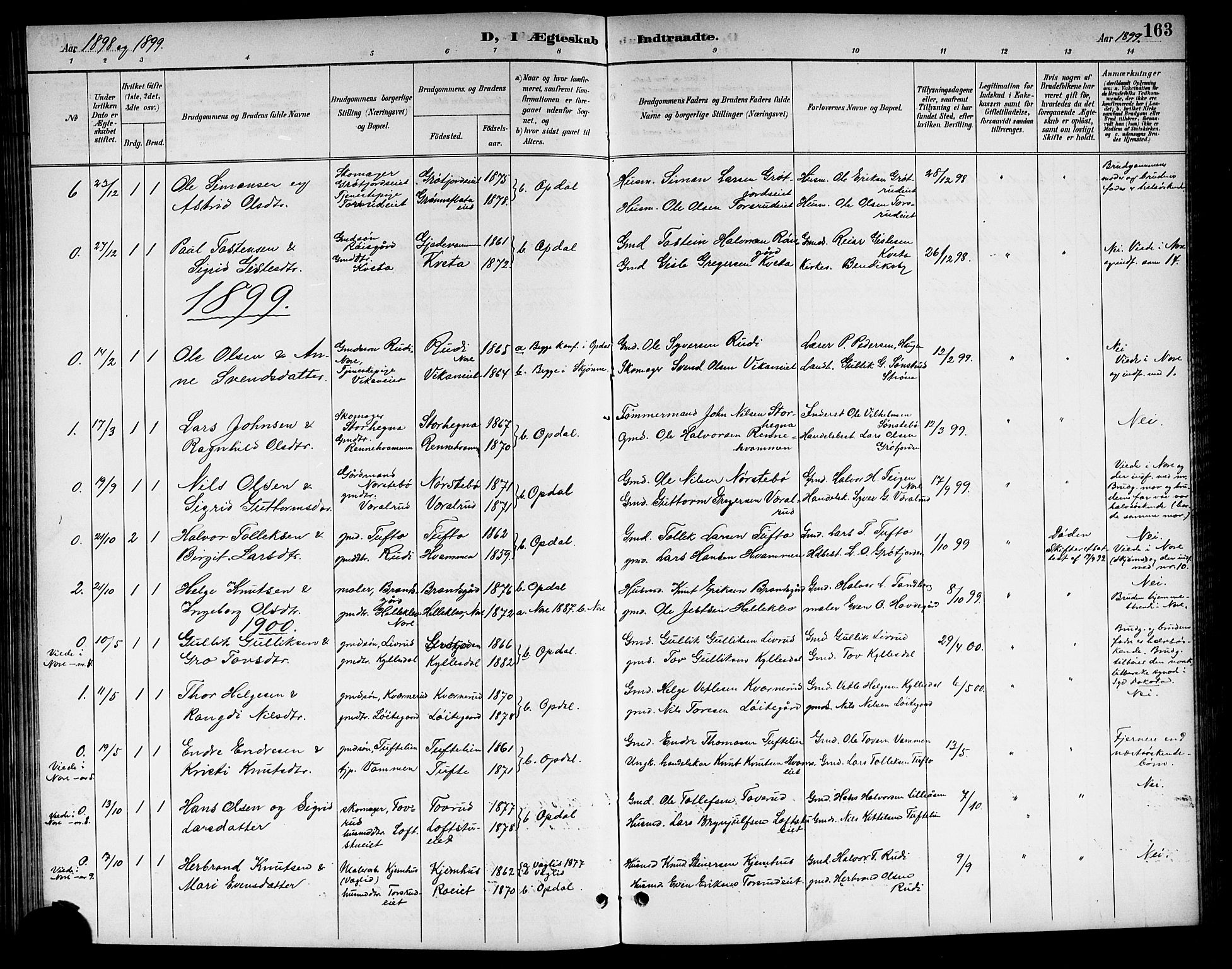 Nore kirkebøker, AV/SAKO-A-238/G/Gb/L0003: Parish register (copy) no. II 3, 1894-1923, p. 163