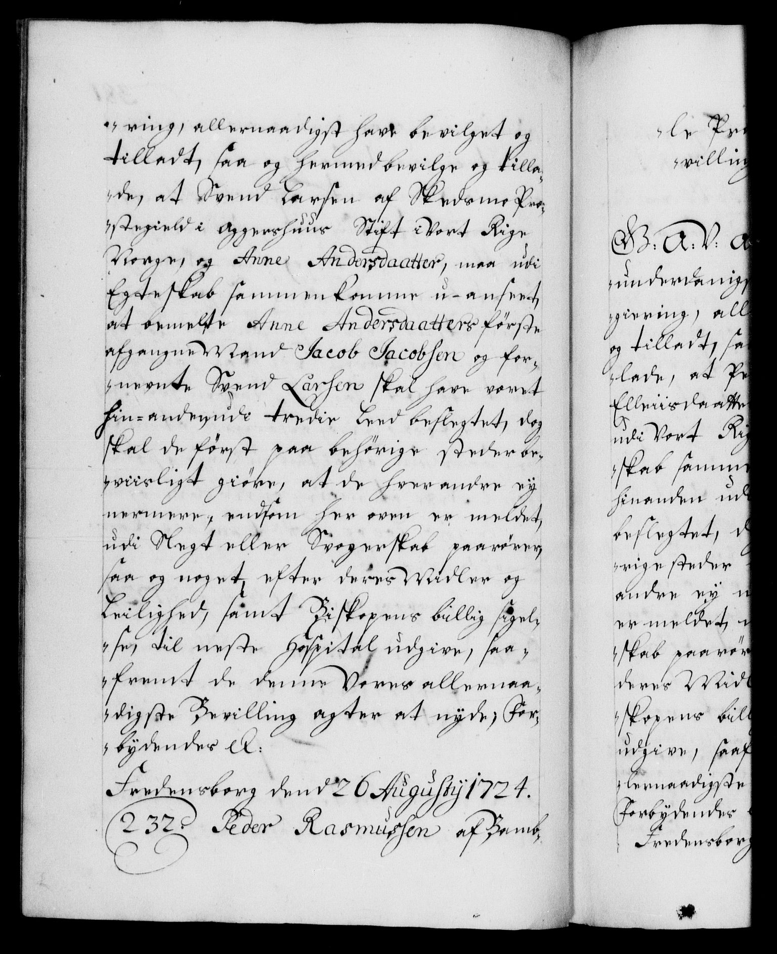 Danske Kanselli 1572-1799, AV/RA-EA-3023/F/Fc/Fca/Fcaa/L0024: Norske registre, 1723-1725, p. 381b