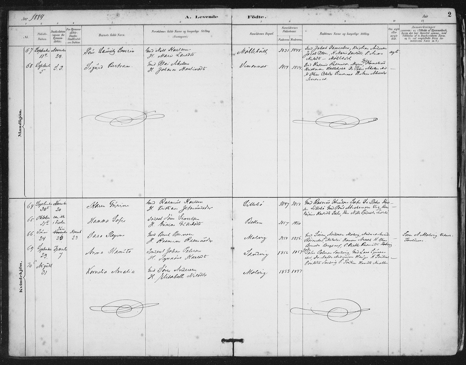 Ministerialprotokoller, klokkerbøker og fødselsregistre - Møre og Romsdal, SAT/A-1454/503/L0037: Parish register (official) no. 503A05, 1884-1900, p. 2