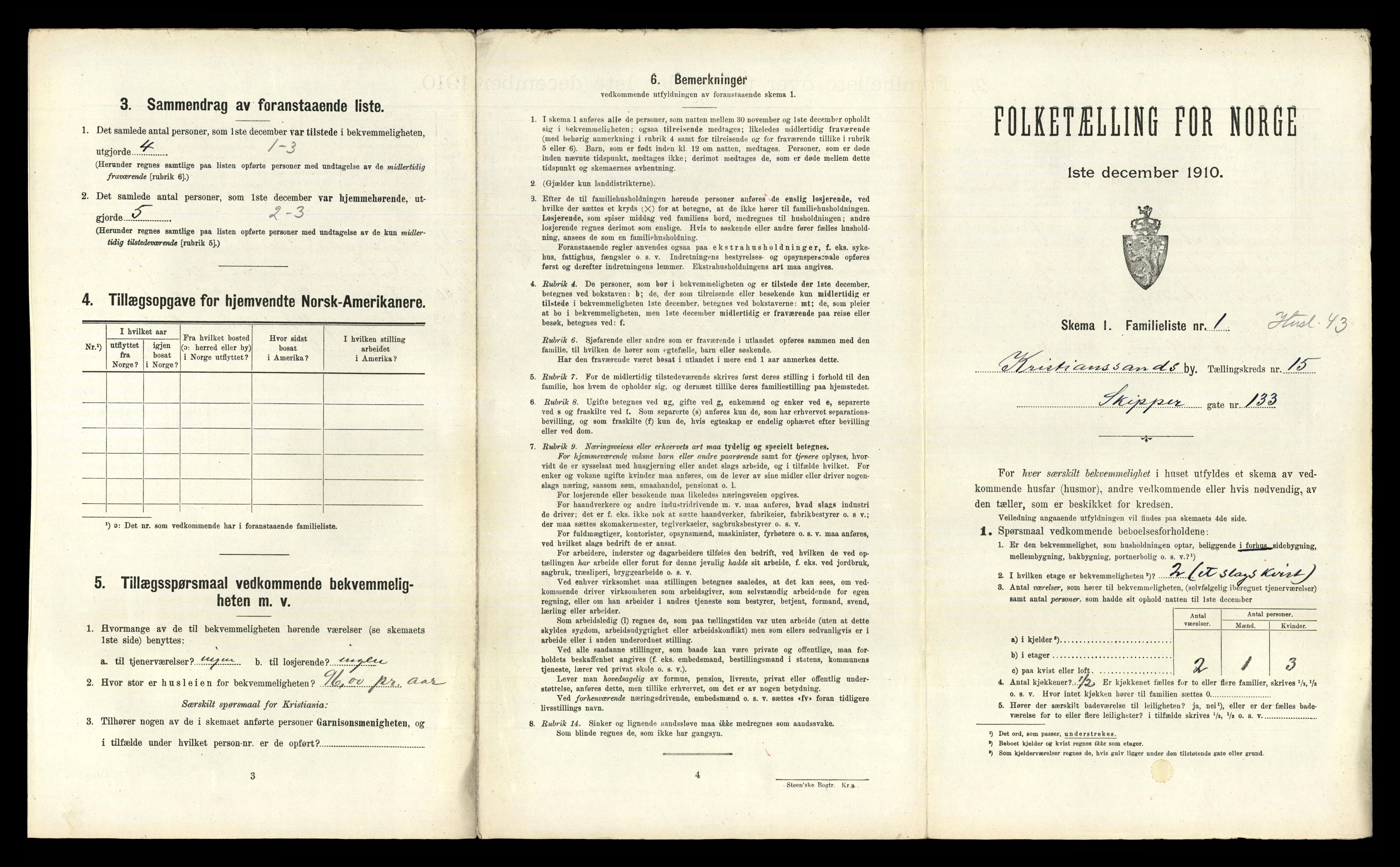 RA, 1910 census for Kristiansand, 1910, p. 3844