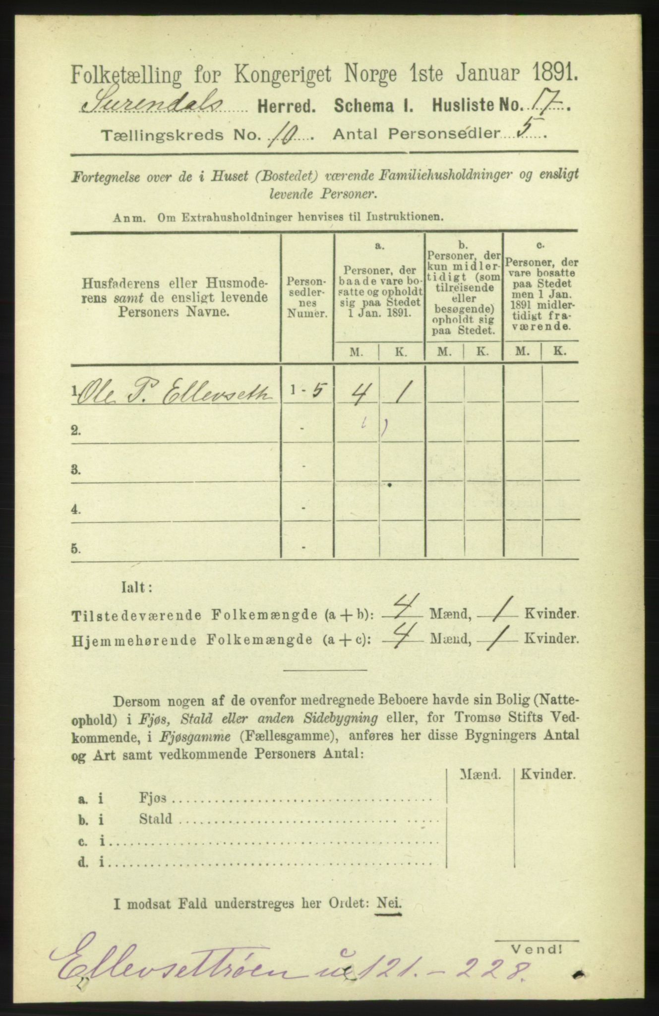 RA, 1891 census for 1566 Surnadal, 1891, p. 2521