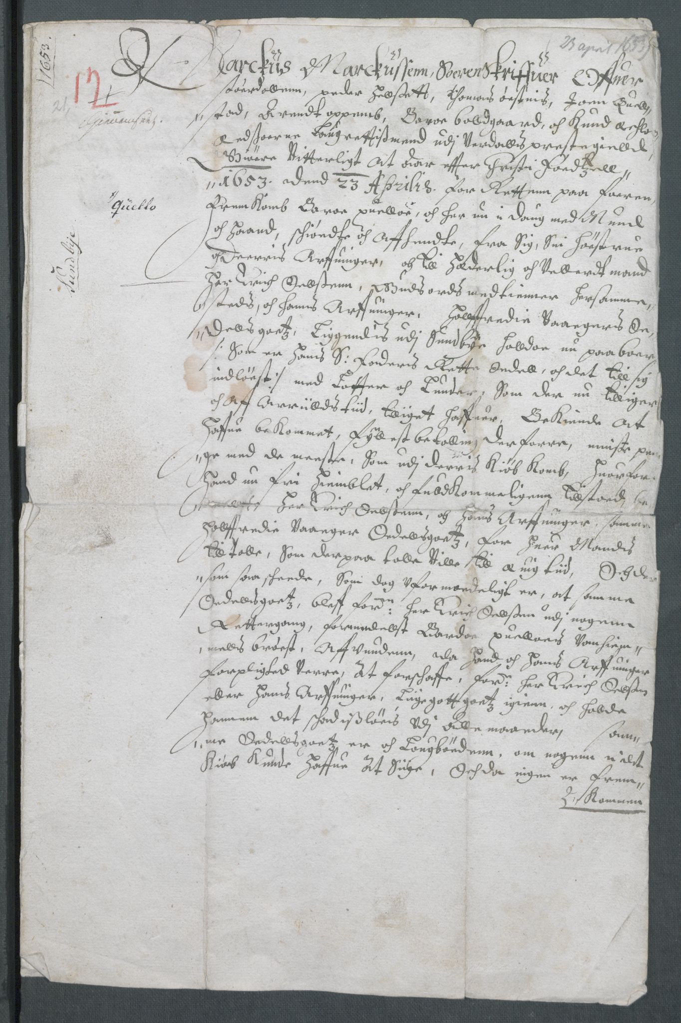 Riksarkivets diplomsamling, RA/EA-5965/F02/L0165: Dokumenter, 1652-1653, p. 193