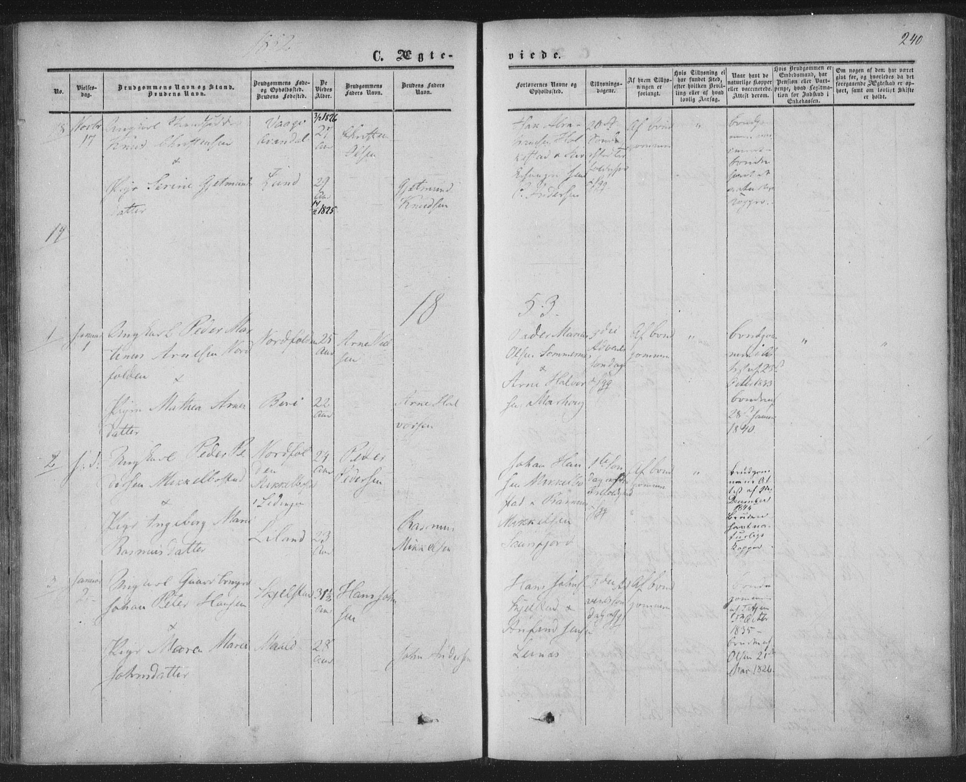 Ministerialprotokoller, klokkerbøker og fødselsregistre - Nordland, AV/SAT-A-1459/855/L0800: Parish register (official) no. 855A08, 1852-1864, p. 240