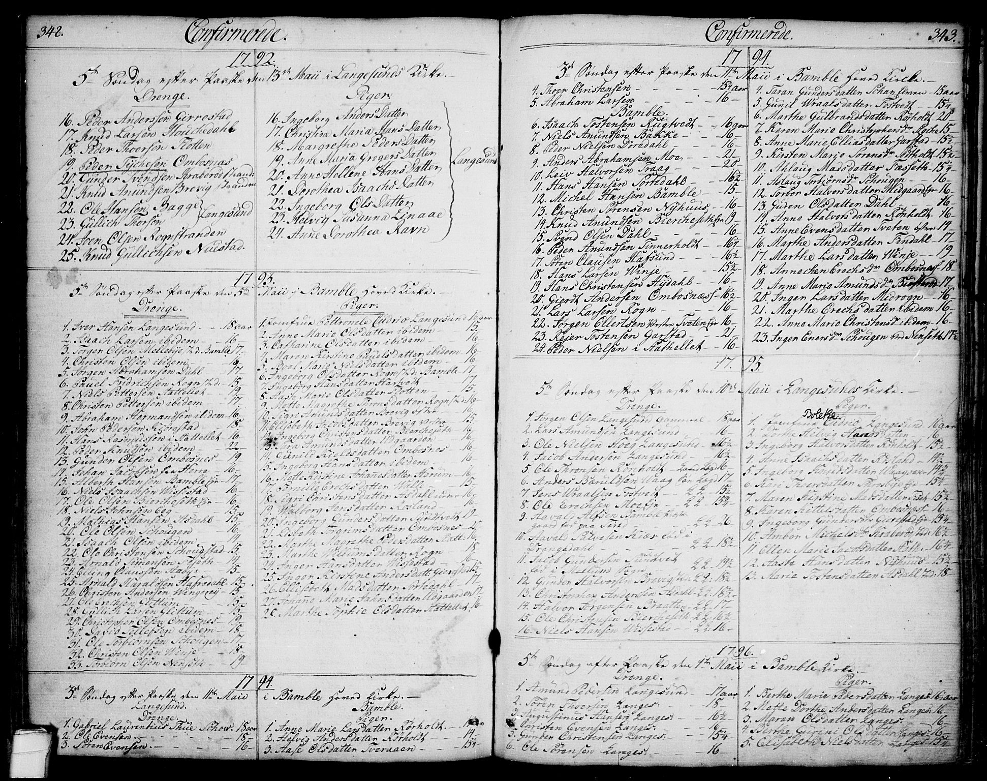 Bamble kirkebøker, SAKO/A-253/F/Fa/L0002: Parish register (official) no. I 2, 1775-1814, p. 342-343