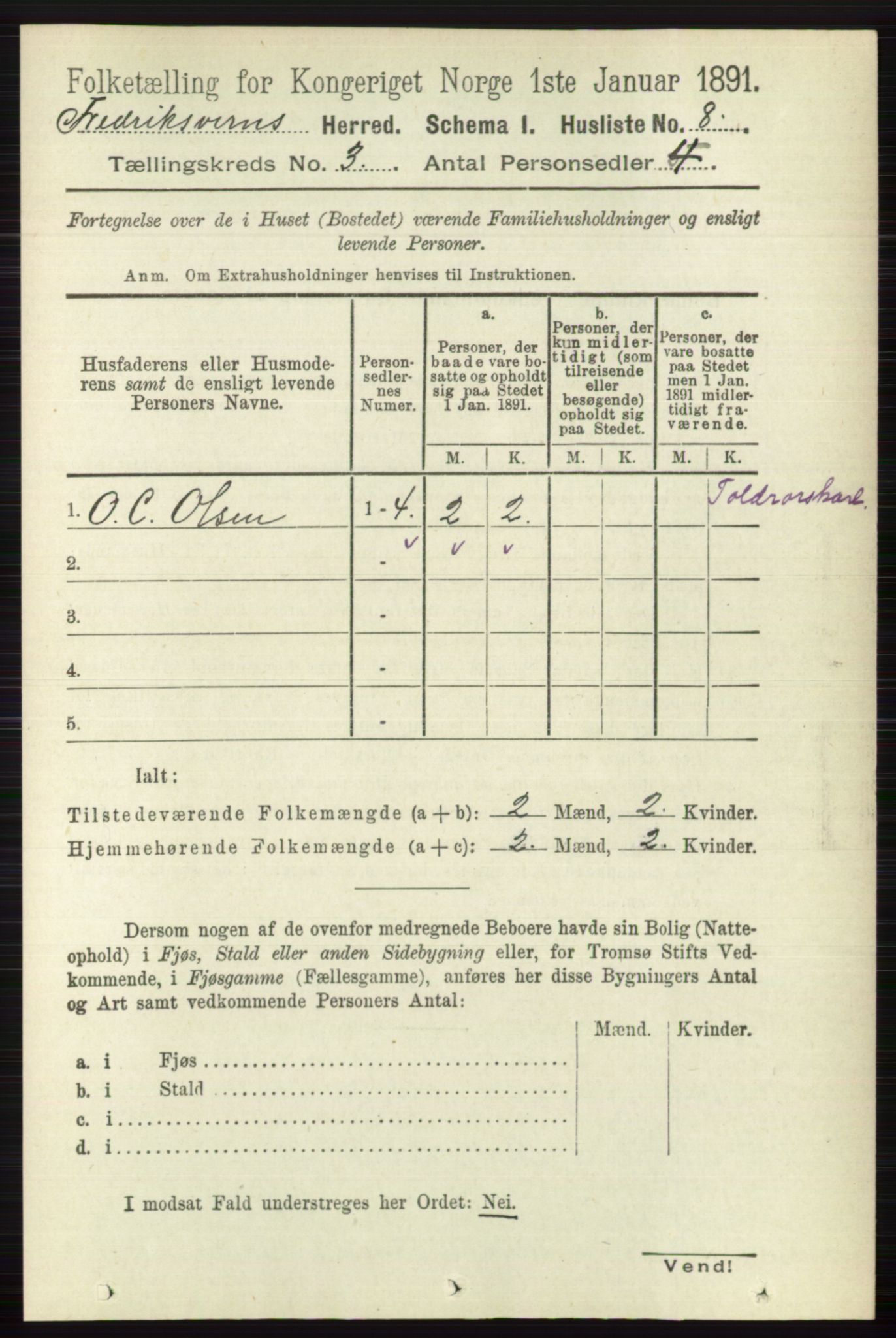 RA, 1891 census for 0798 Fredriksvern, 1891, p. 432