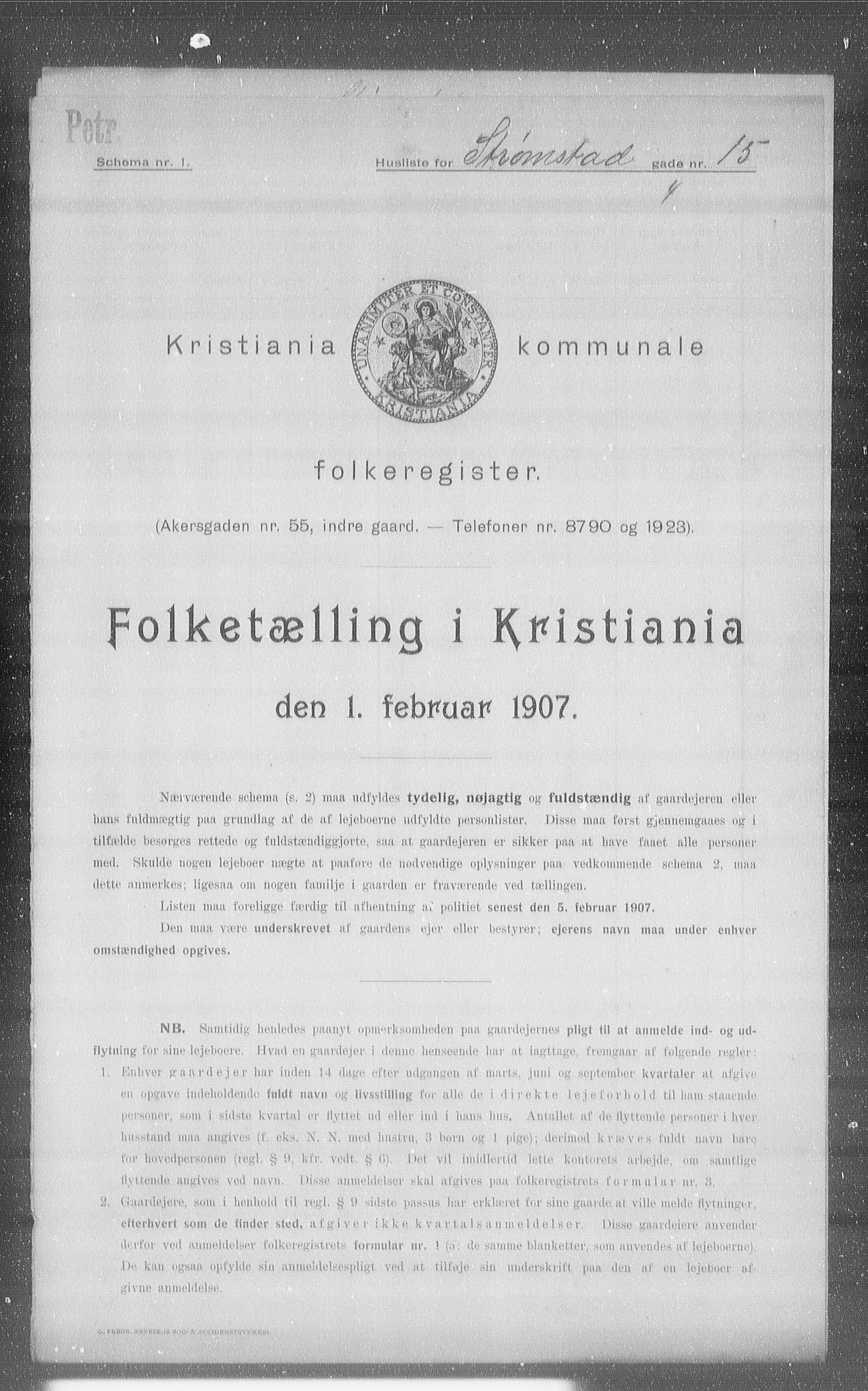 OBA, Municipal Census 1907 for Kristiania, 1907, p. 52906