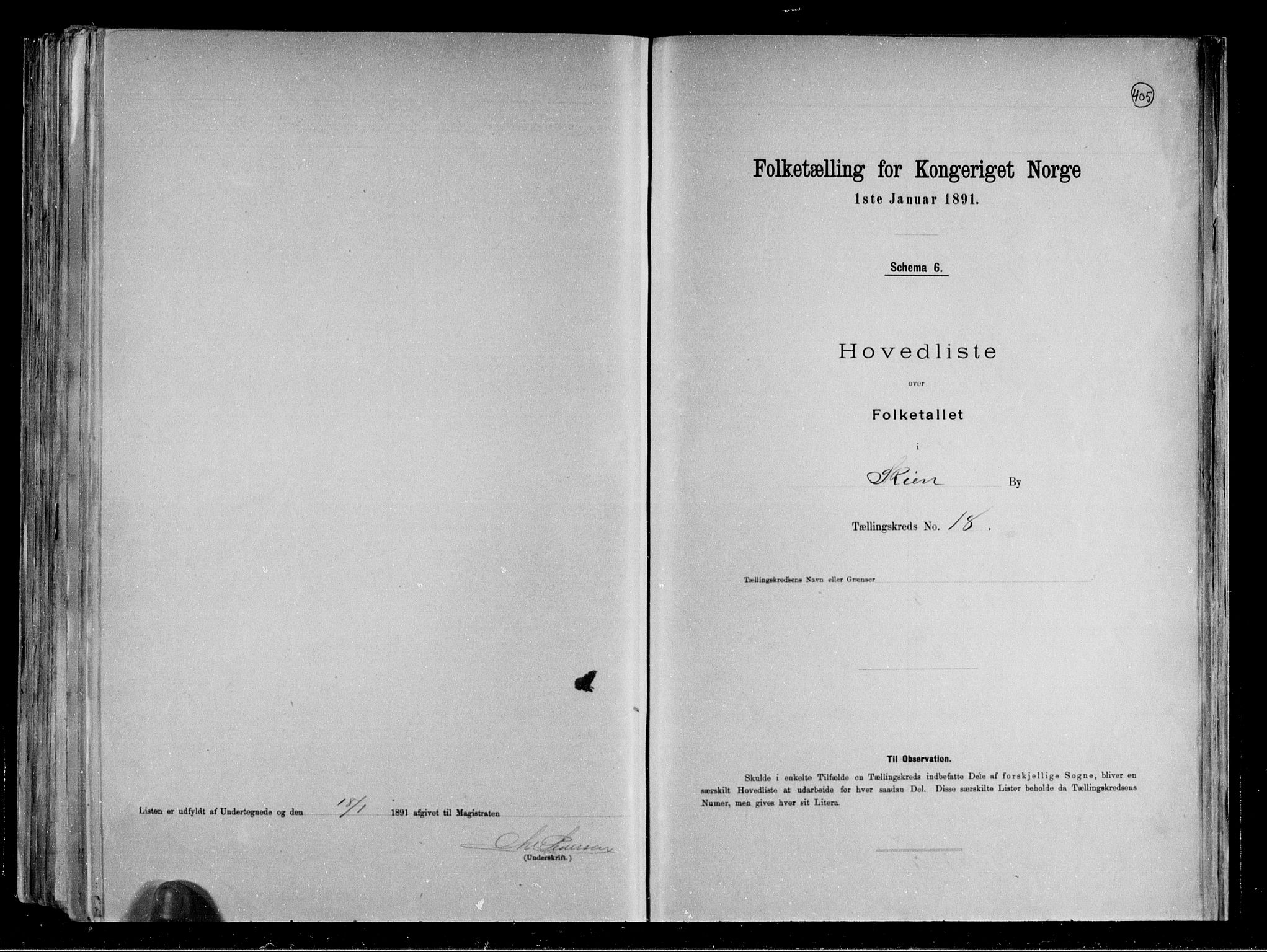 RA, 1891 census for 0806 Skien, 1891, p. 43