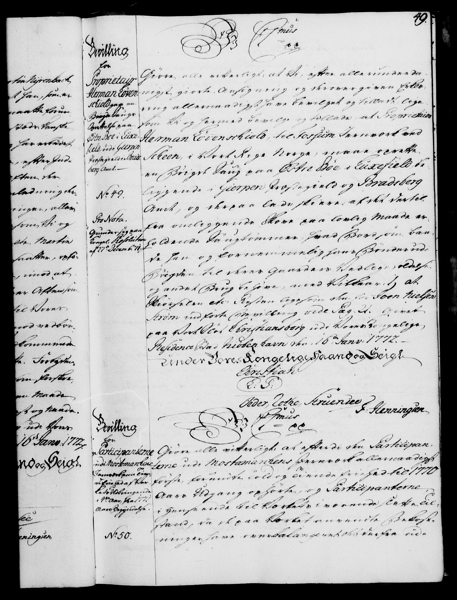 Rentekammeret, Kammerkanselliet, AV/RA-EA-3111/G/Gg/Gga/L0009: Norsk ekspedisjonsprotokoll med register (merket RK 53.9), 1771-1773, p. 47