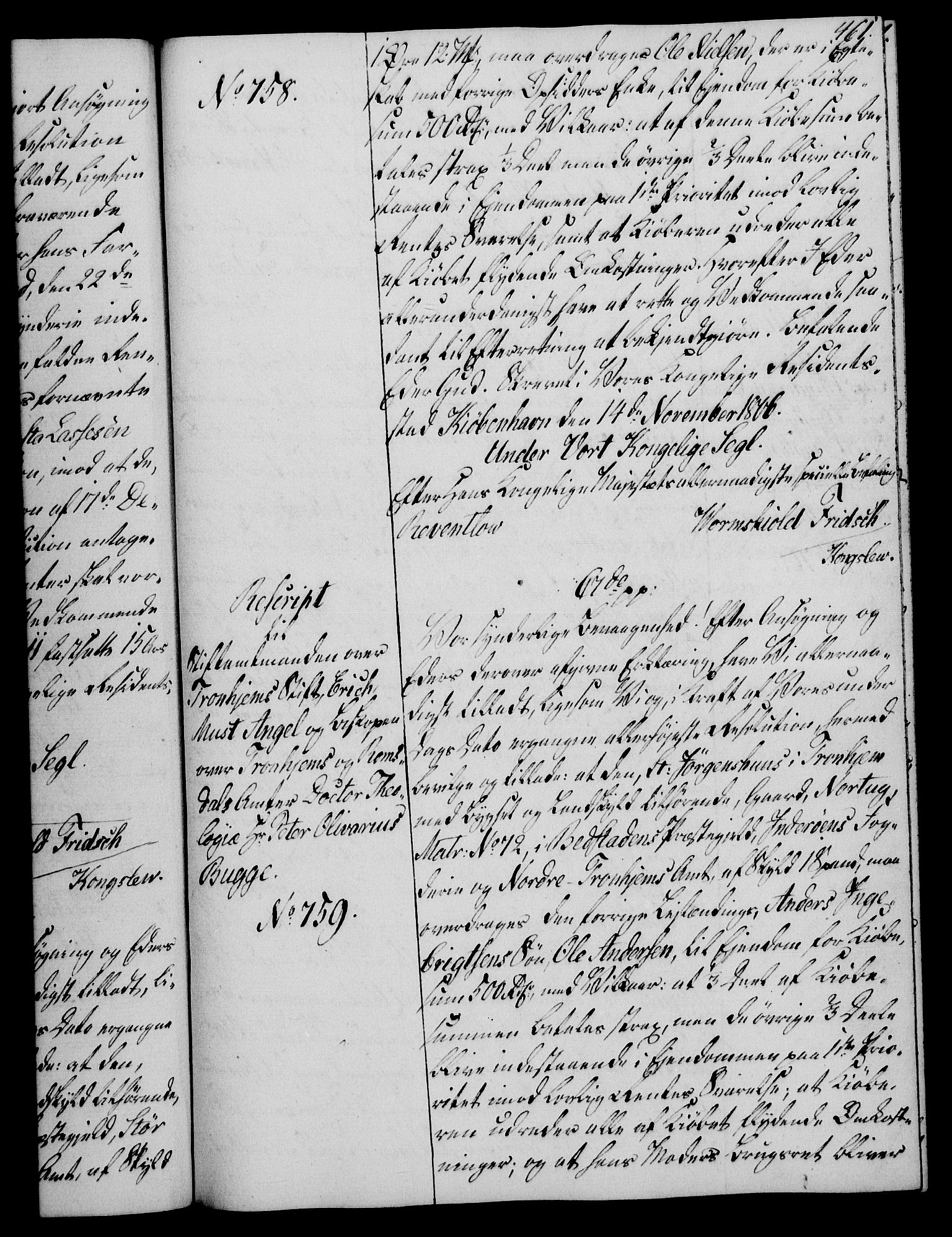 Rentekammeret, Kammerkanselliet, RA/EA-3111/G/Gg/Gga/L0018: Norsk ekspedisjonsprotokoll med register (merket RK 53.18), 1804-1806, p. 461