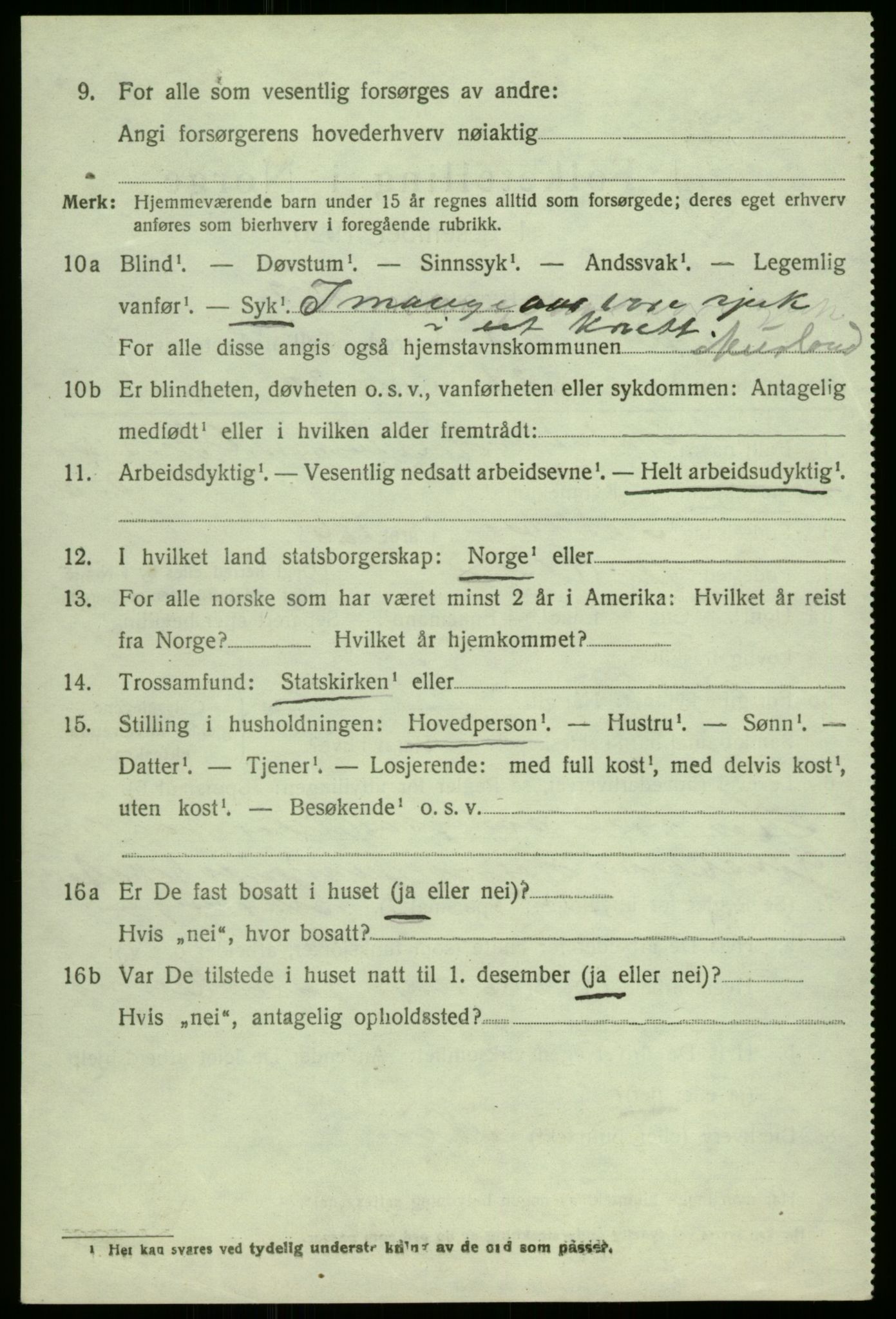 SAB, 1920 census for Aurland, 1920, p. 2139