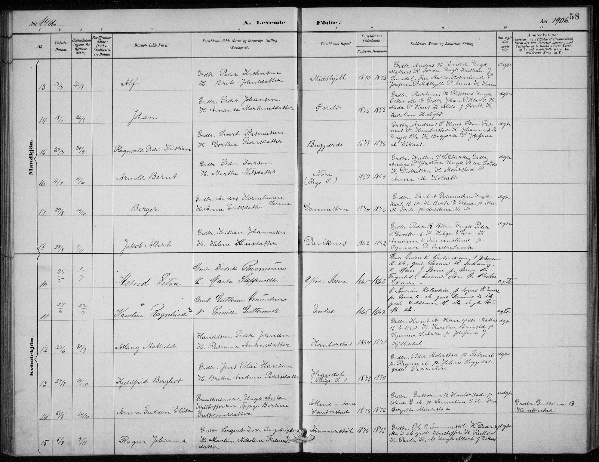 Davik sokneprestembete, AV/SAB-A-79701/H/Hab/Haba/L0002: Parish register (copy) no. A 2, 1890-1911, p. 58