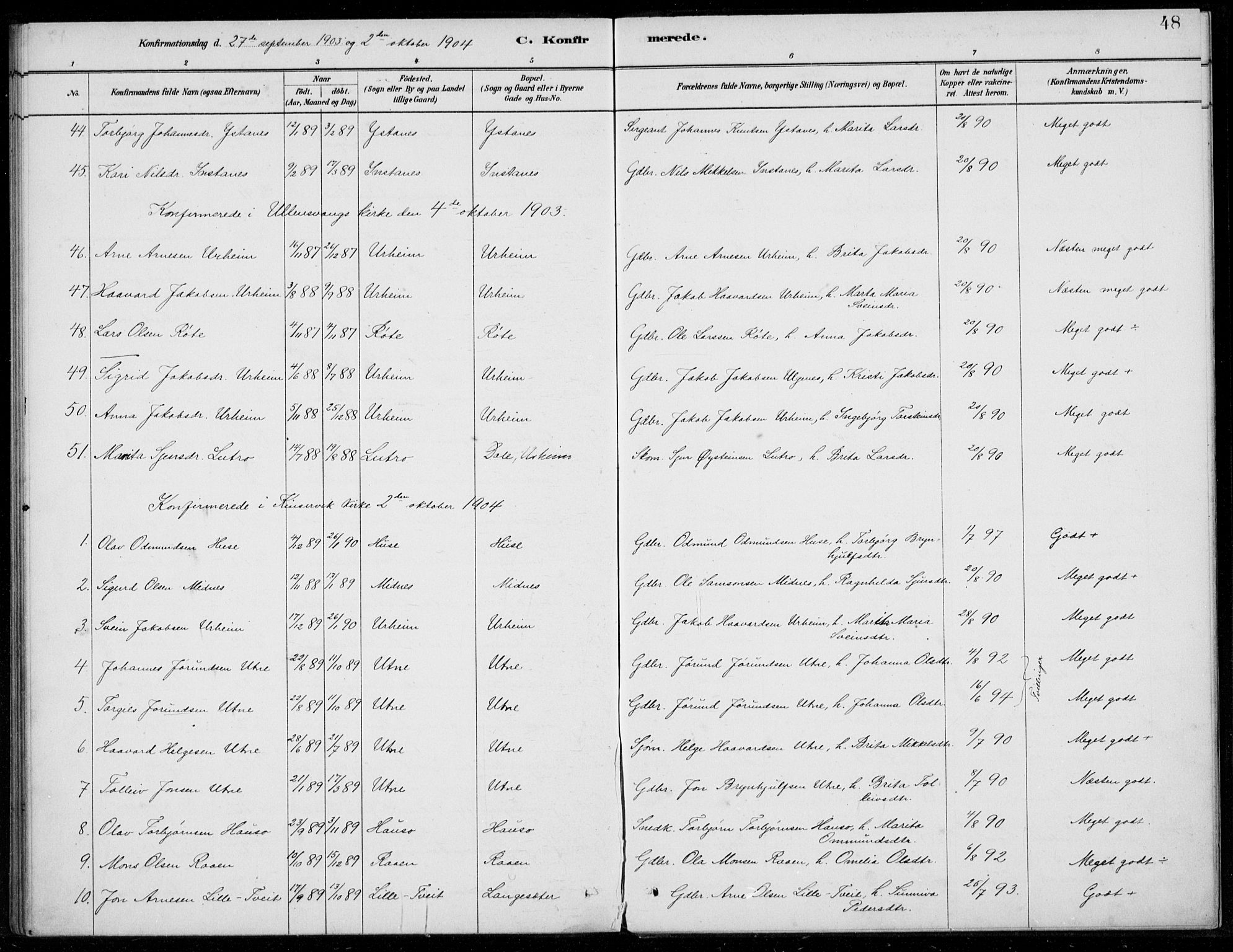 Ullensvang sokneprestembete, SAB/A-78701/H/Haa: Parish register (official) no. E  2, 1880-1914, p. 48