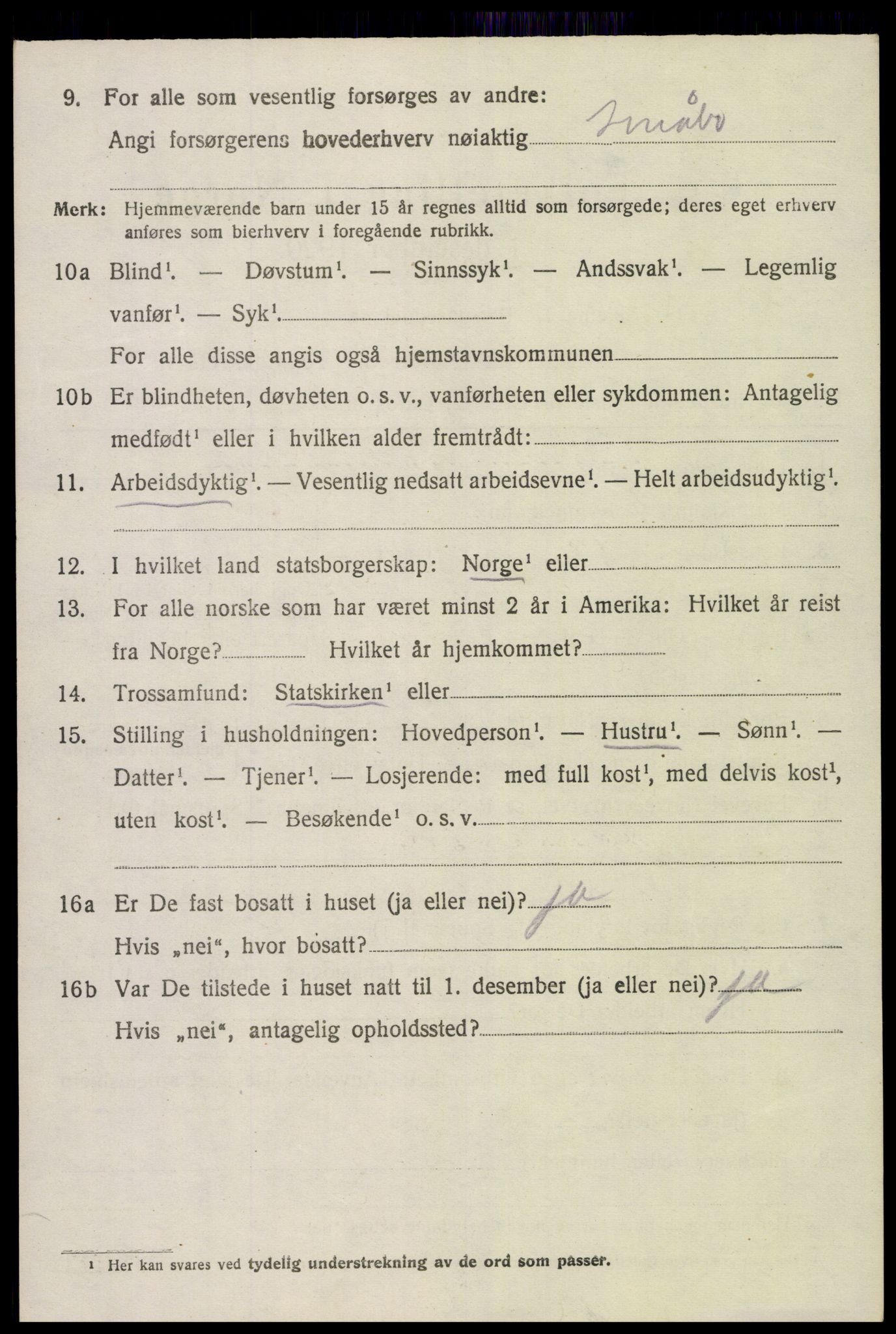 SAK, 1920 census for Fjære, 1920, p. 10032