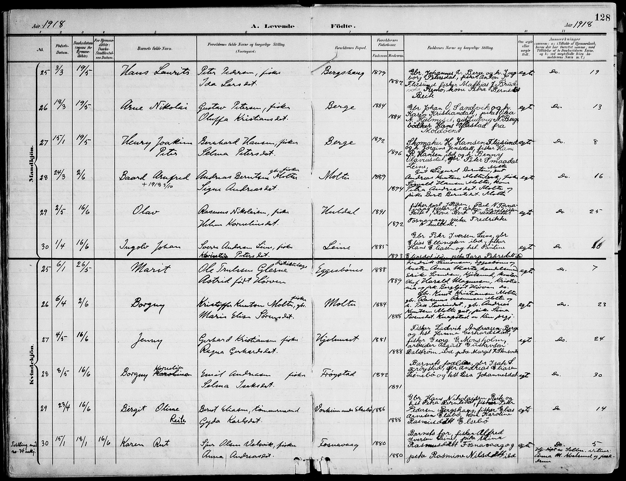 Ministerialprotokoller, klokkerbøker og fødselsregistre - Møre og Romsdal, AV/SAT-A-1454/507/L0075: Parish register (official) no. 507A10, 1901-1920, p. 128