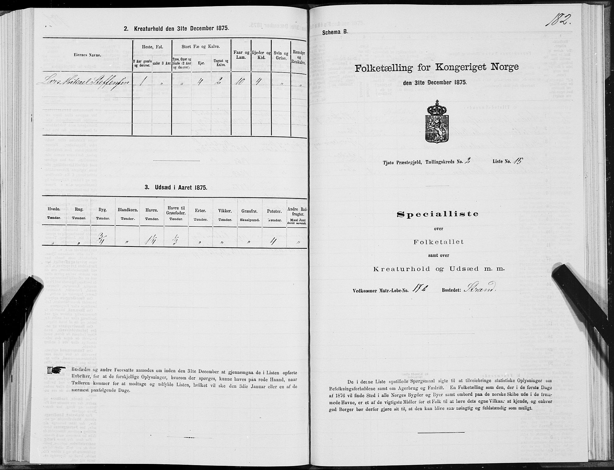 SAT, 1875 census for 1817P Tjøtta, 1875, p. 1182