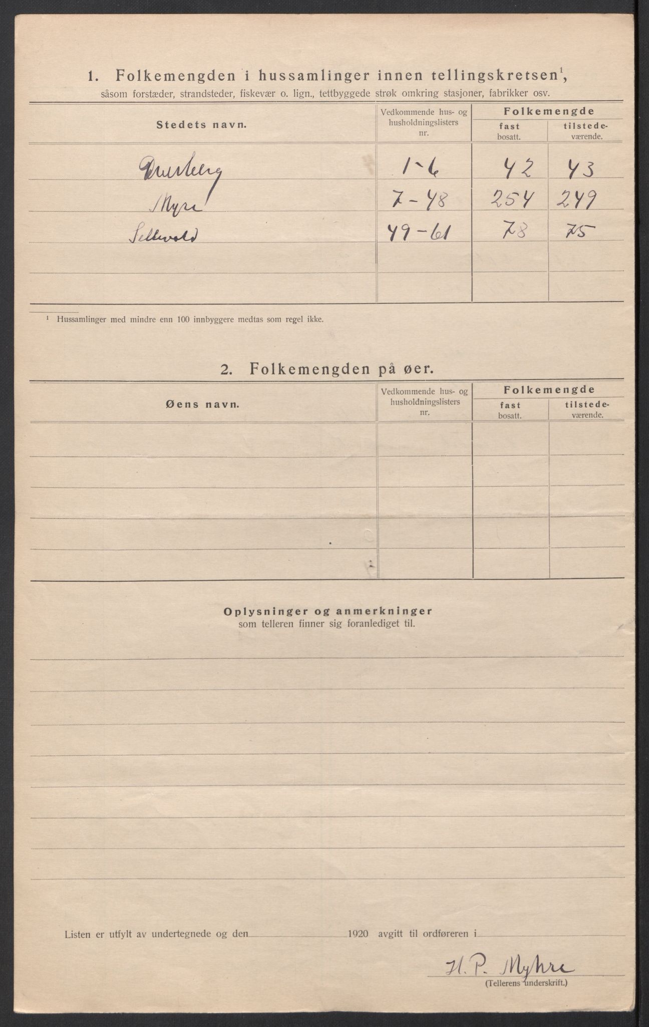 SAT, 1920 census for Dverberg, 1920, p. 32