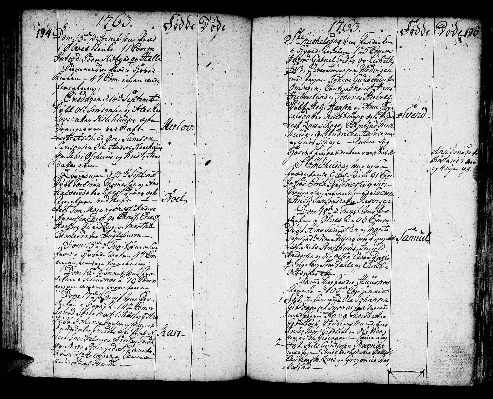 Kvinnherad sokneprestembete, AV/SAB-A-76401/H/Haa: Parish register (official) no. A 3, 1754-1777, p. 194-195