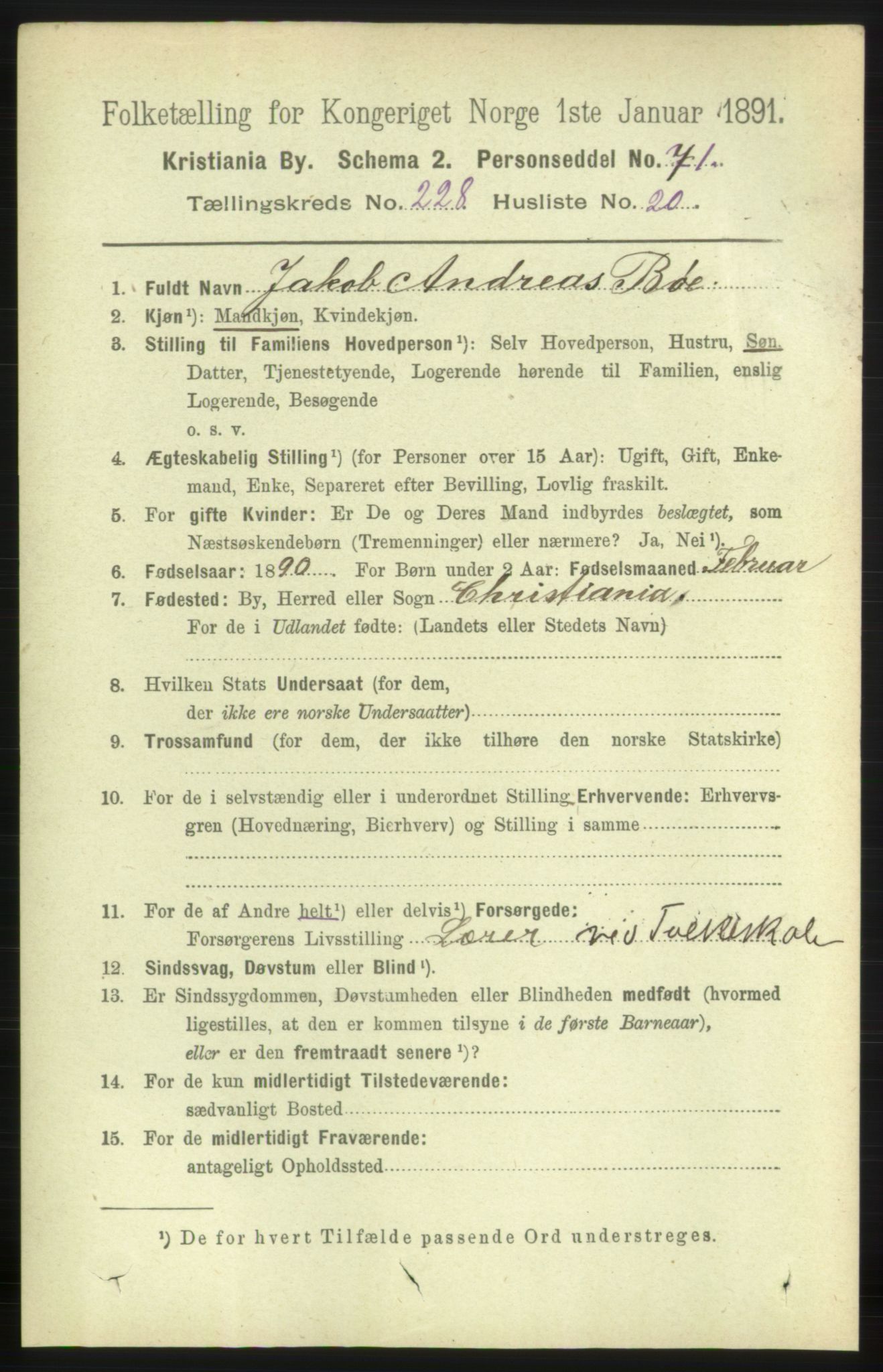 RA, 1891 census for 0301 Kristiania, 1891, p. 140141